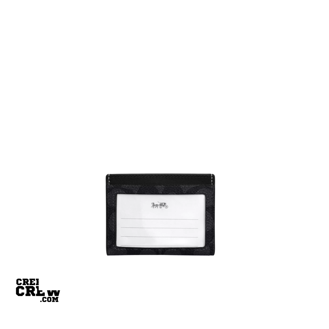 COACH Slim Id Card Case signature canvas Charcoal Black