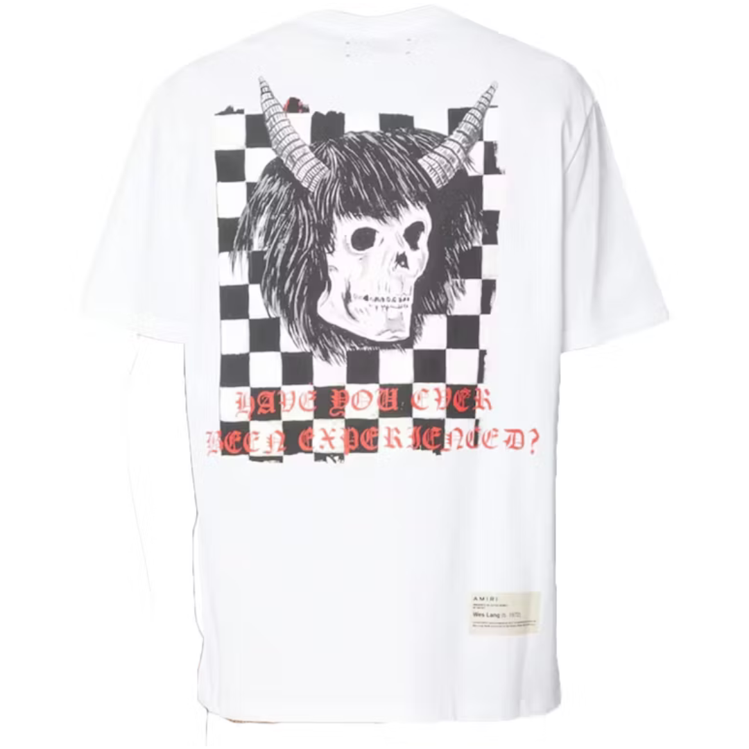 AMIRI x Wes Lang Checker Skull Tee White