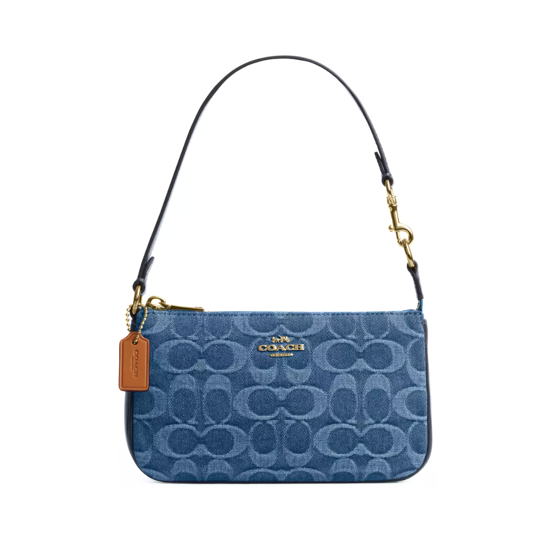 Coach Nolita 19 In Signature Denim Gold Indigo