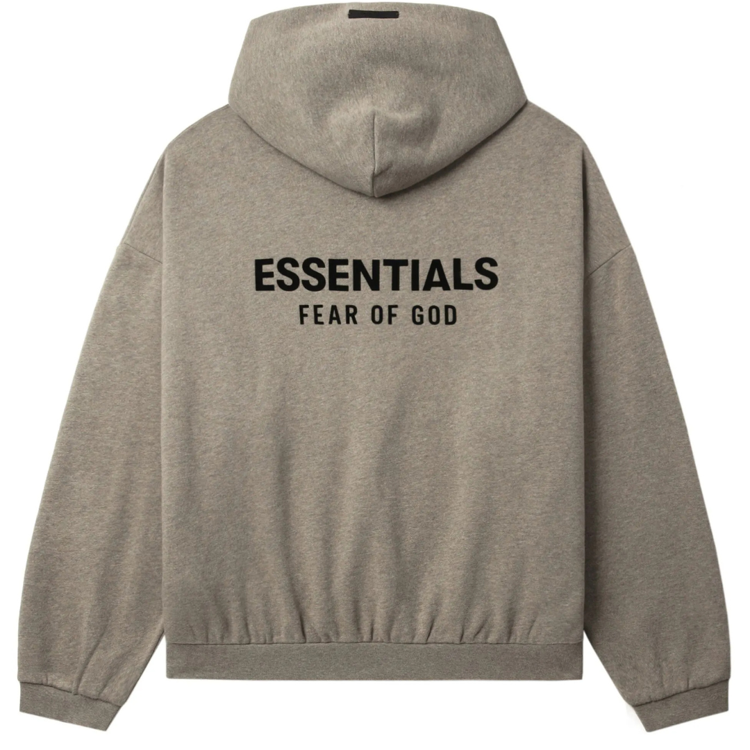Fear of God ESSENTIALS HOODIE FLEECE LOGO PRINT HEATHER GREY