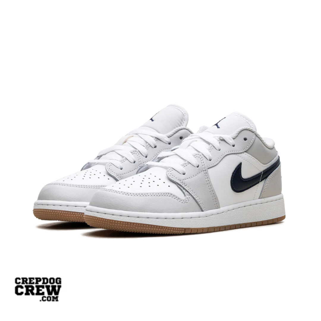 Jordan 1 Low White Neutral Grey Gum Midnight Navy (GS)