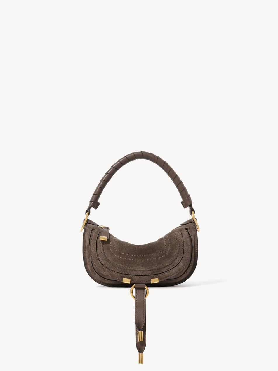CHLOE Mini Marcie shoulder bag in suede leather Kohl Brown