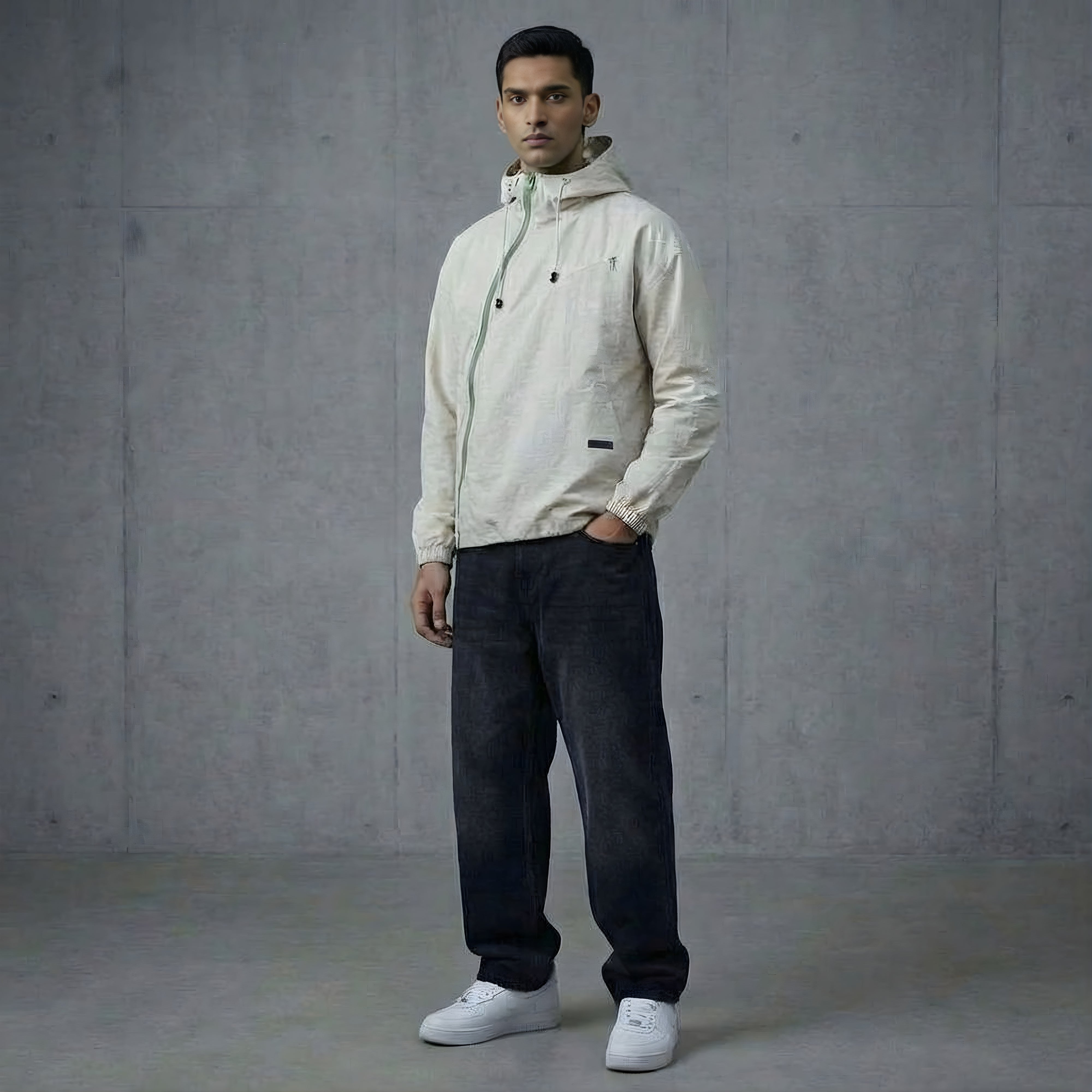 ASYMMETRIC SHELL JACKET- LIGHT GREY