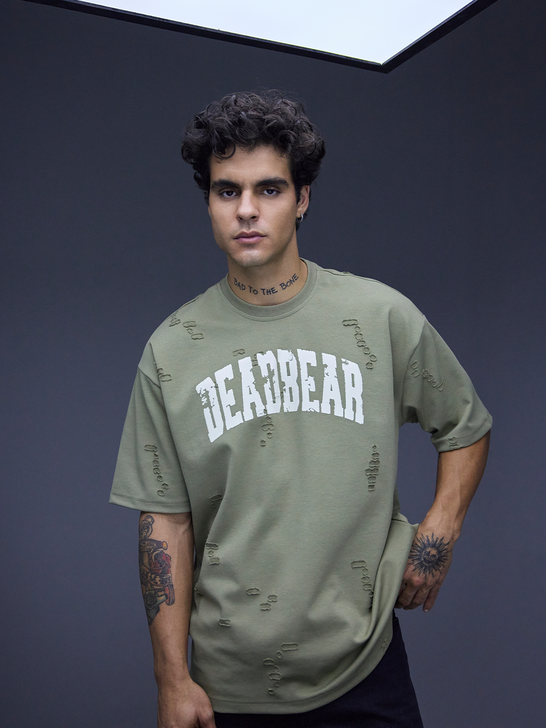 Distressed Olive Tee