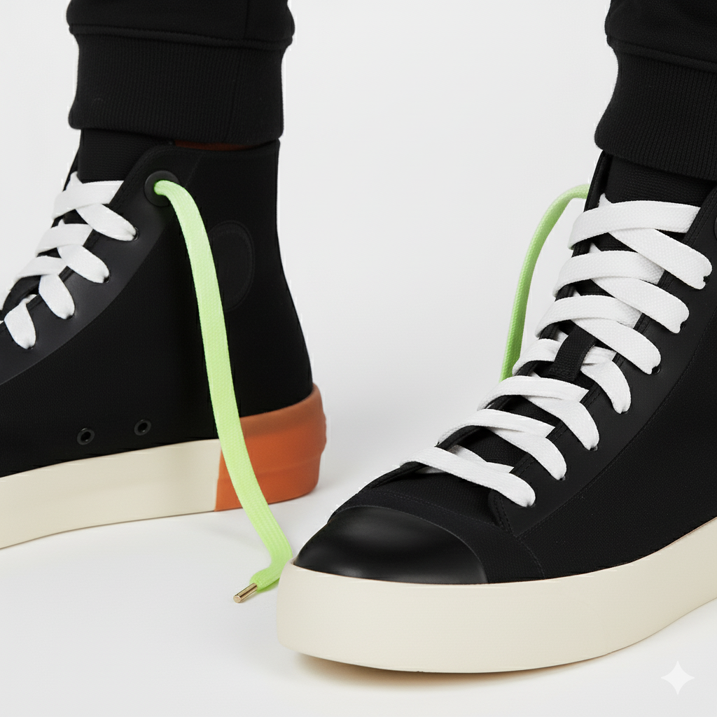 Electric Lime Fade Gradient Shoelaces | Neon Green - White | Premium Gradient Flat Sneaker Laces by KNOTTY