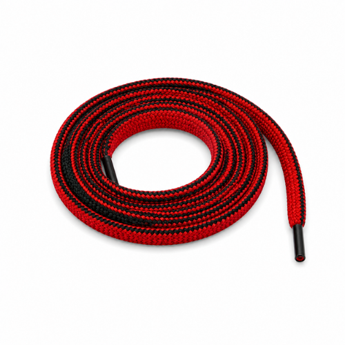 Red & Black Woven Rope Shoelaces | Premium Round Sneaker Laces by KNOTTY