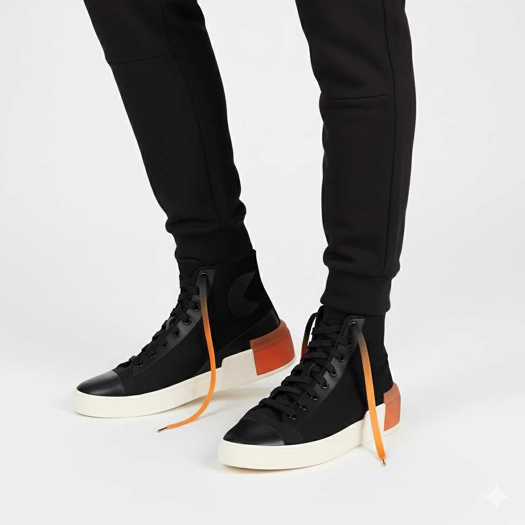 Firestarter Ombre Fade Gradient Shoelaces | Black-Orange | Premium Gradient Flat Sneaker Laces by KNOTTY
