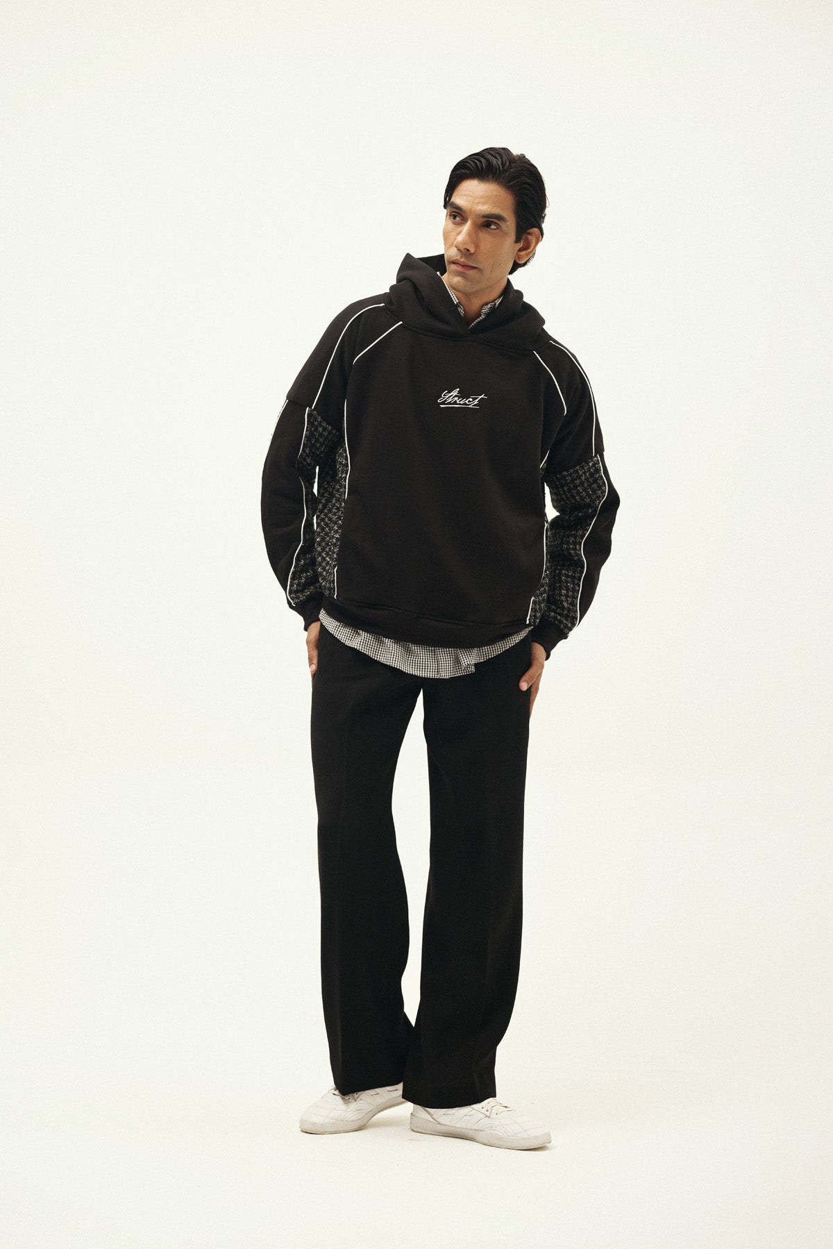 HOUNDSTOOTH CHECK SUITING HOODIE - II