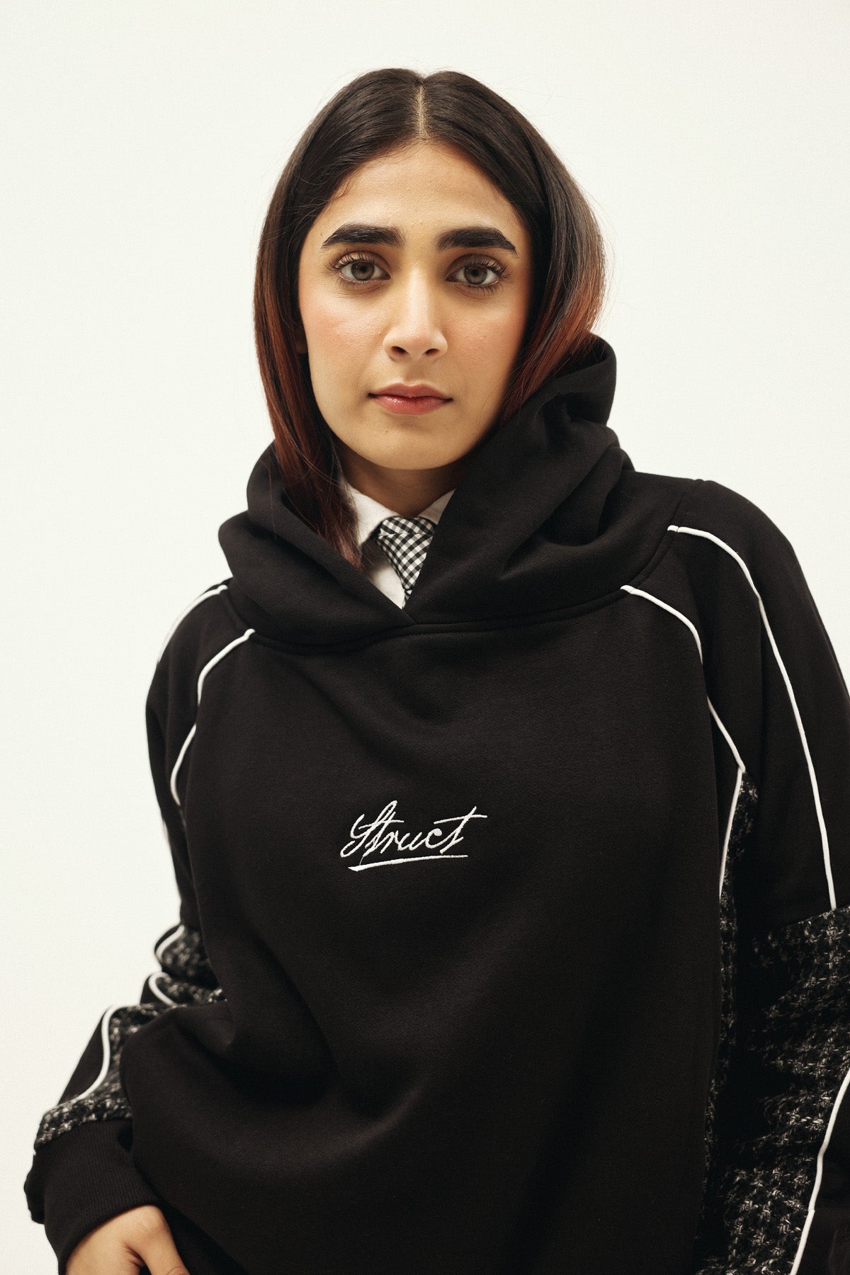 HOUNDSTOOTH CHECK SUITING HOODIE - II