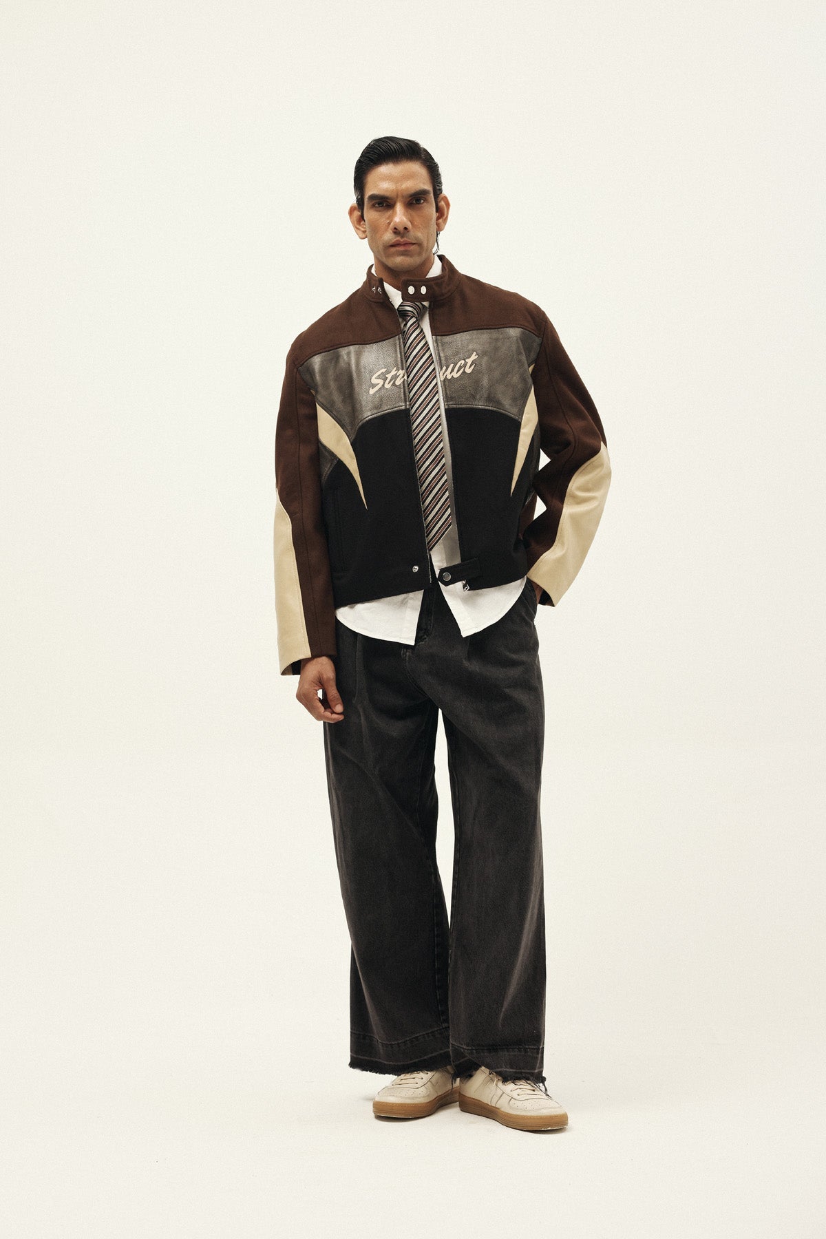 STRUCT DISTRESSED LEATHER RIDER JACKET BROWN