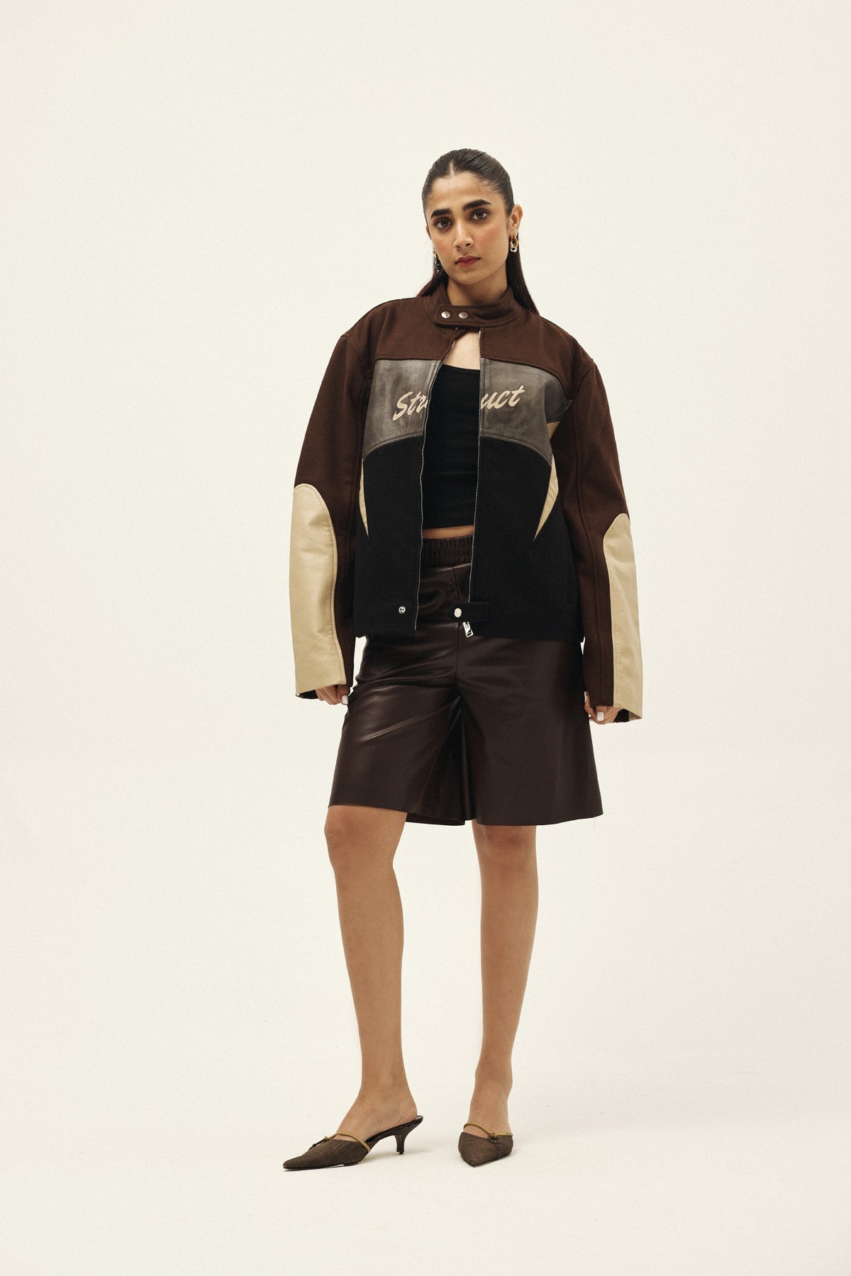 STRUCT DISTRESSED LEATHER RIDER JACKET BROWN