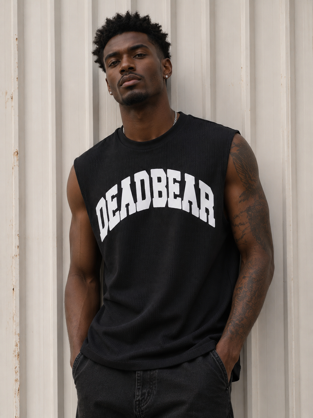 Waffle Tank Black