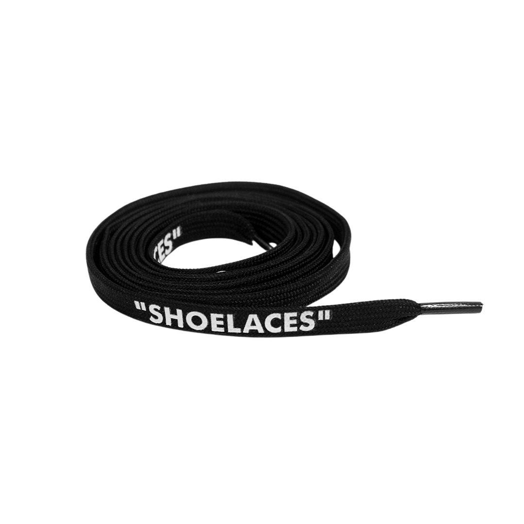Black Off-White Style “SHOELACES” for Sneakers – Premium Flat Laces by KNOTTY