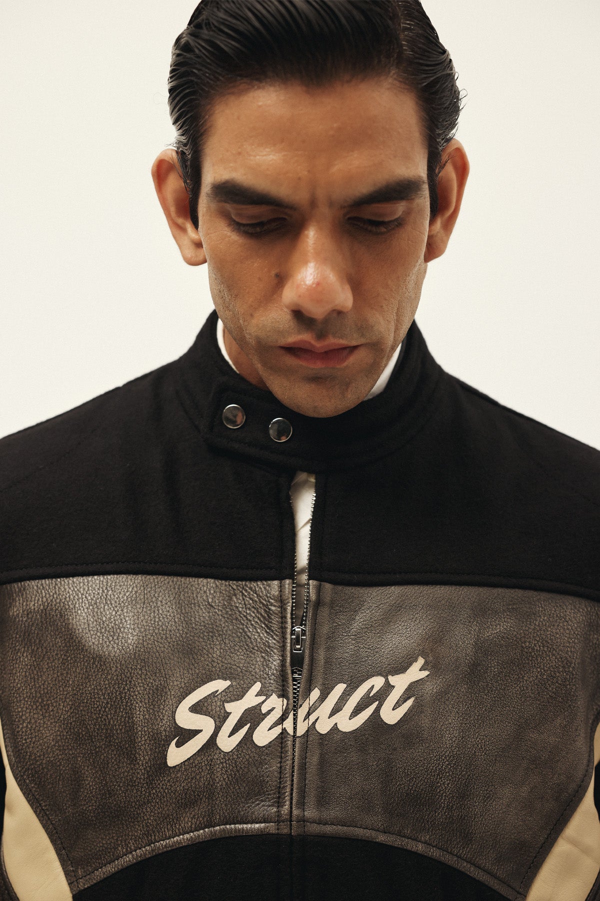 STRUCT DISTRESSED LEATHER RIDER JACKET BLACK