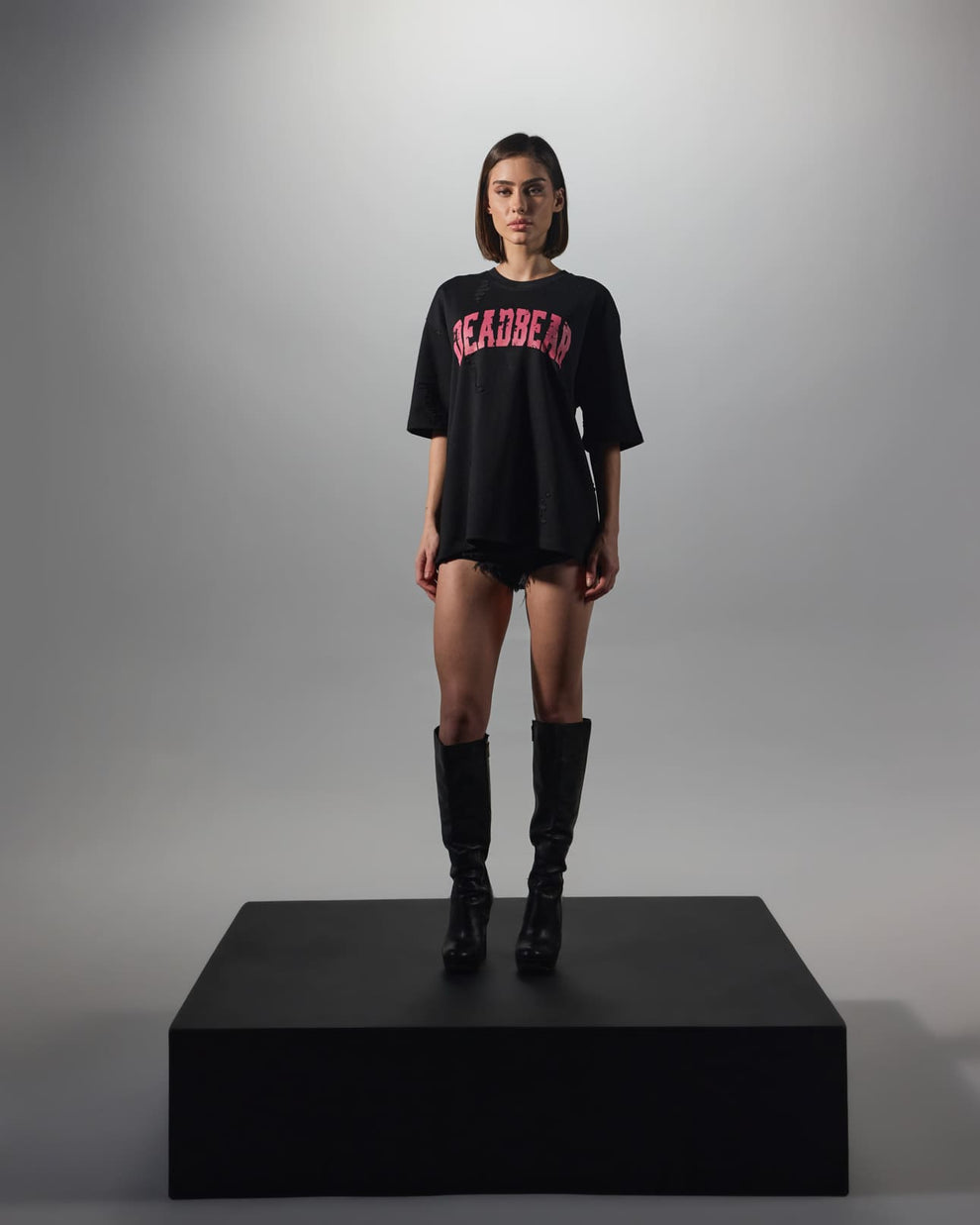 Distressed Black Tee