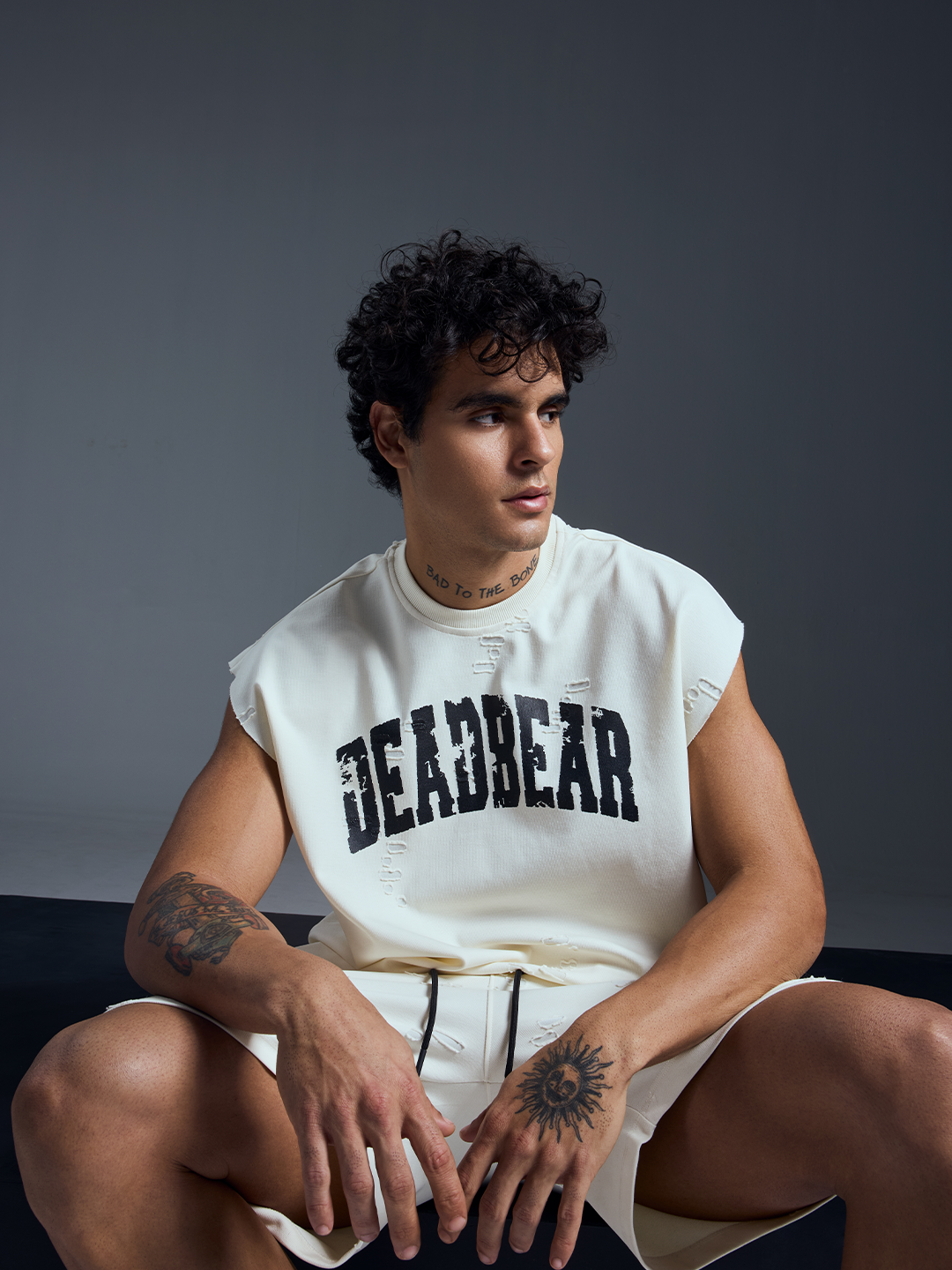 Distressed Cream White Tank