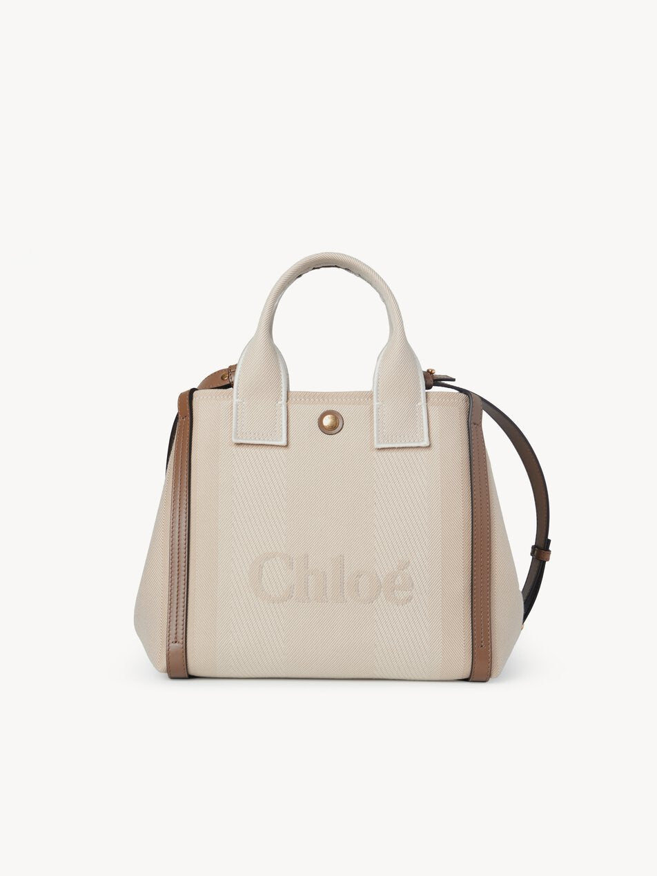 CHLOE Small Chloé Carry tote bag in canvas Vegetal Beige
