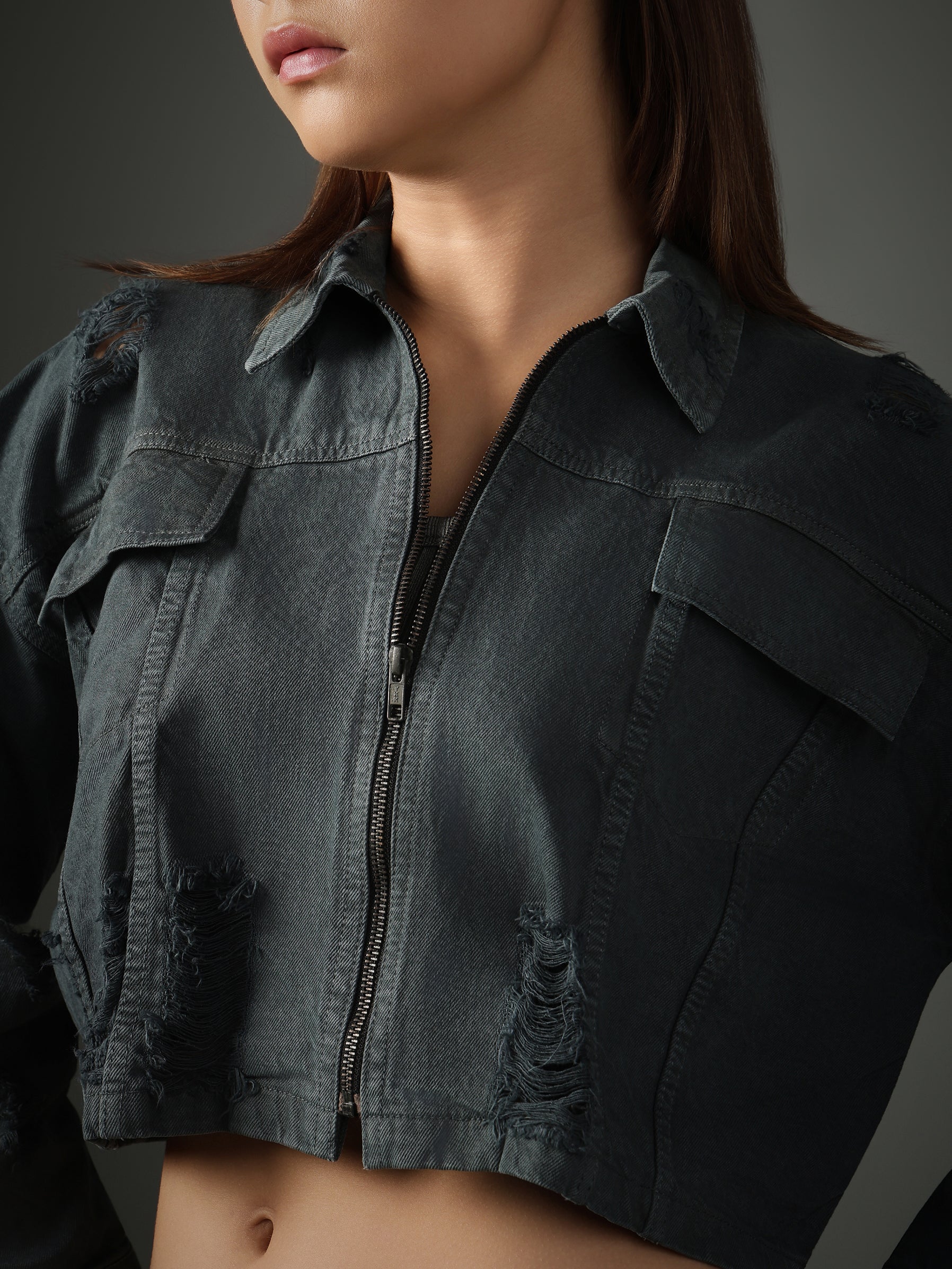 Olive Cropped Jacket