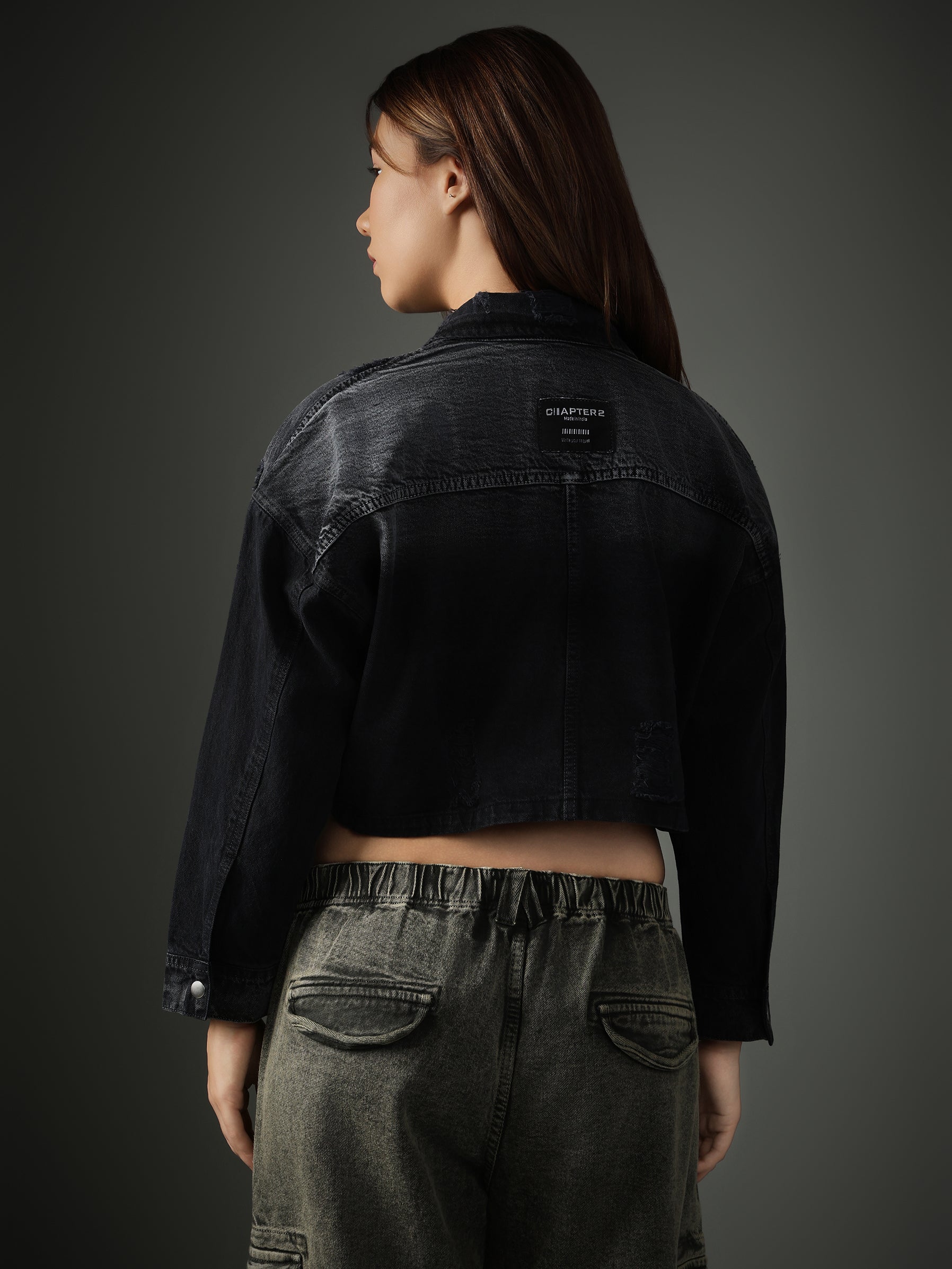 Acid Wash Blue-Grey Cropped Jacket