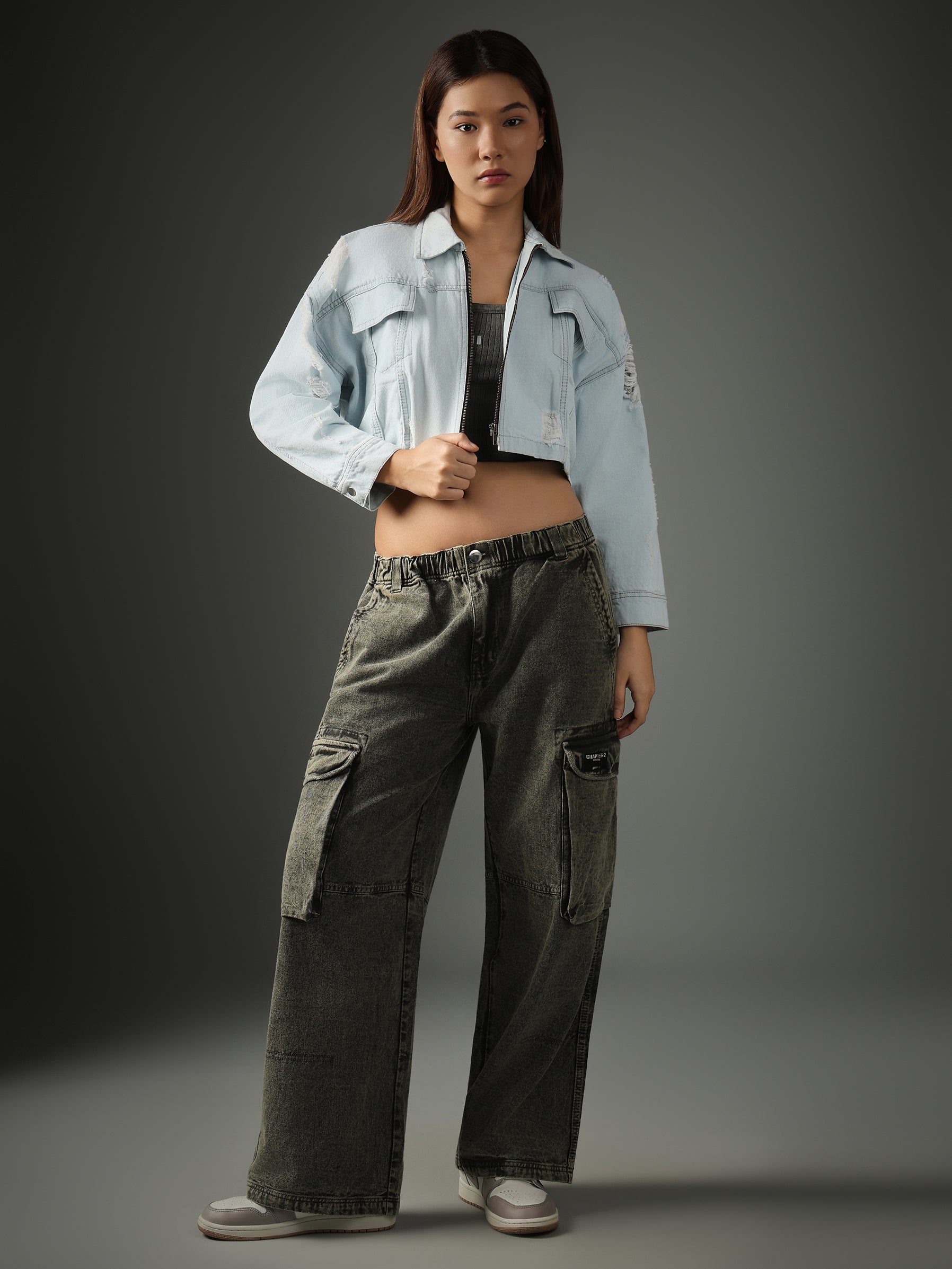 LIGHT BLUE CROPPED JACKET