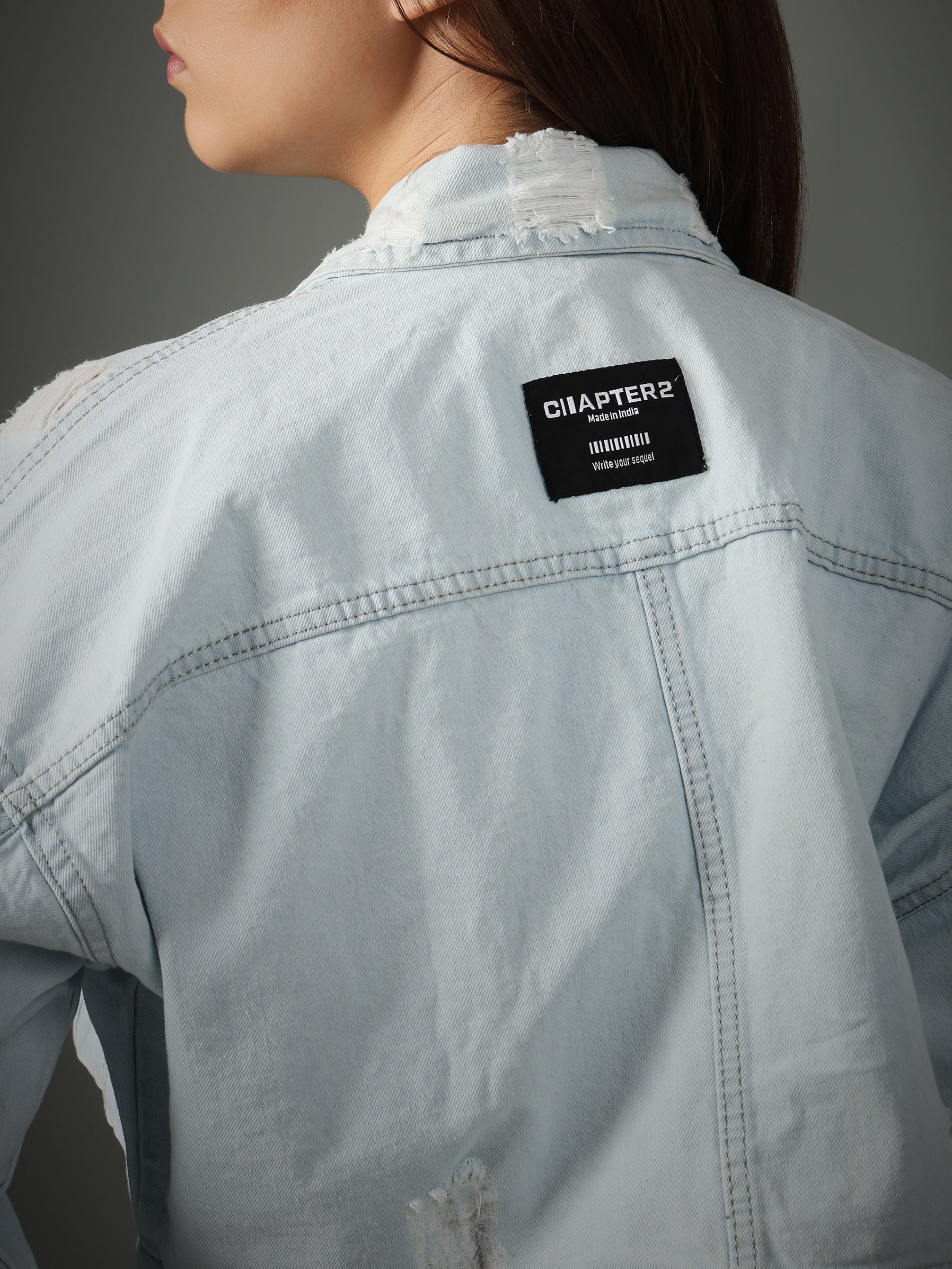 LIGHT BLUE CROPPED JACKET