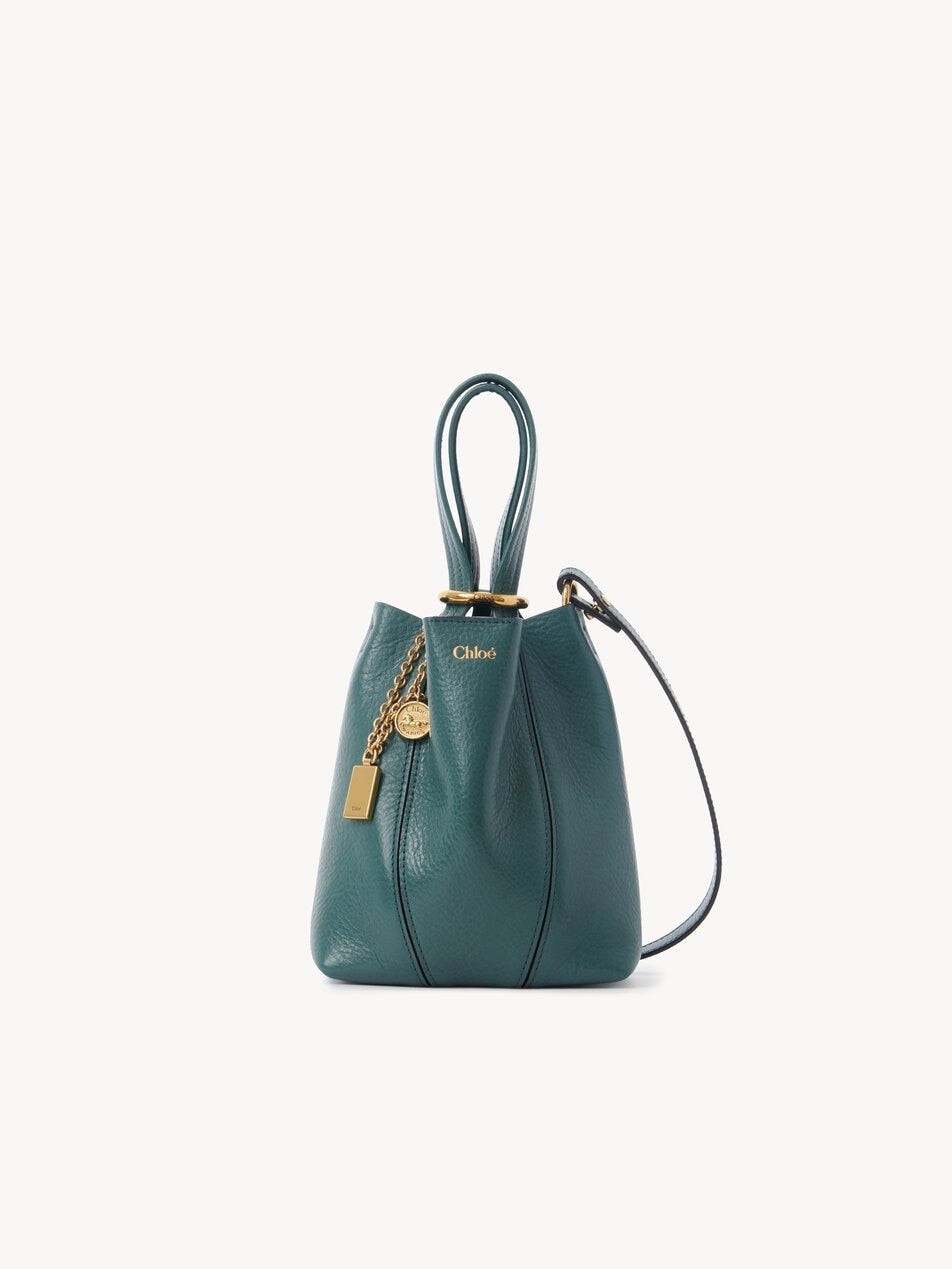 CHLOE Small Chloé Spin tote bag in grained leather Tornado Blue