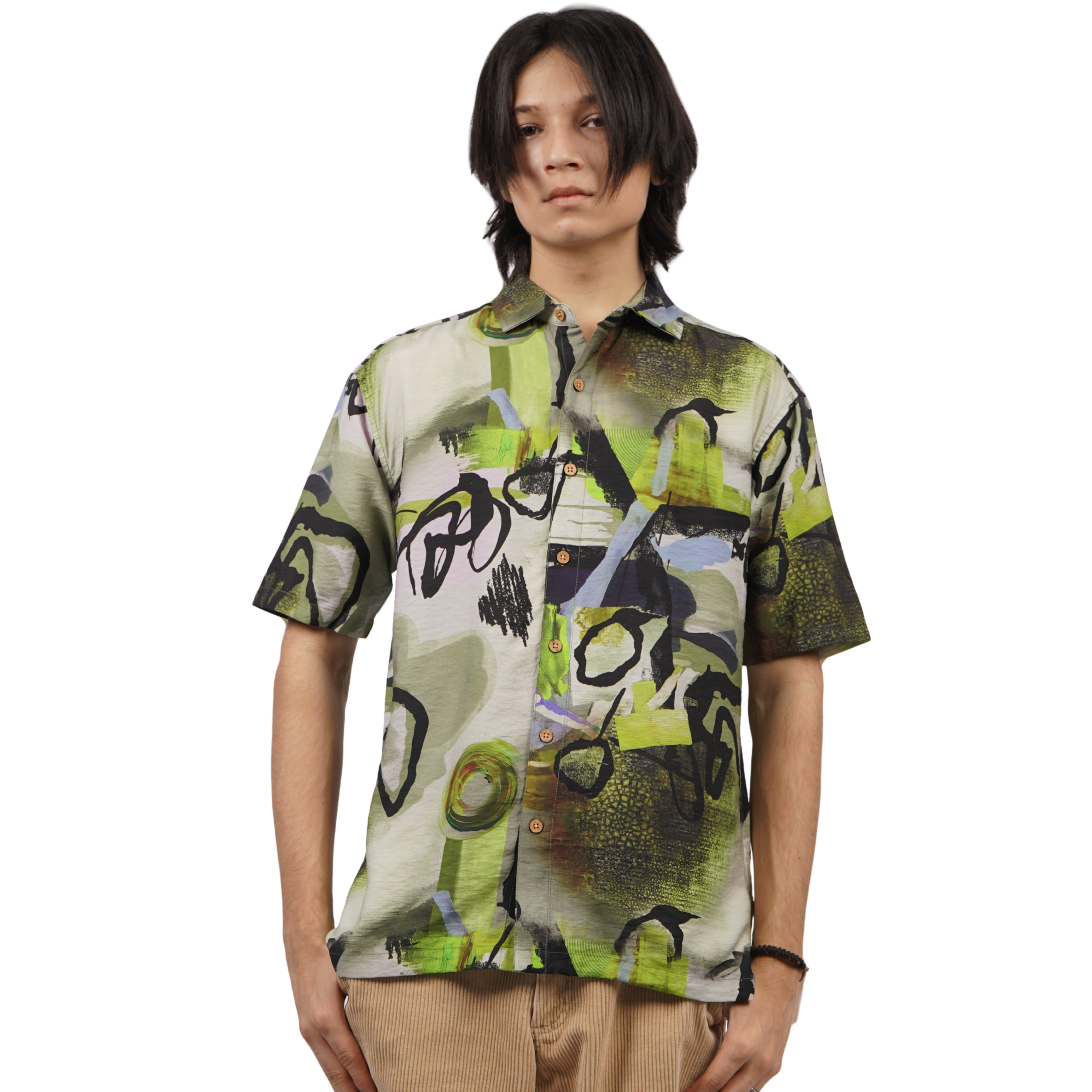 GREEN PULSE ART PRINTED SHIRT