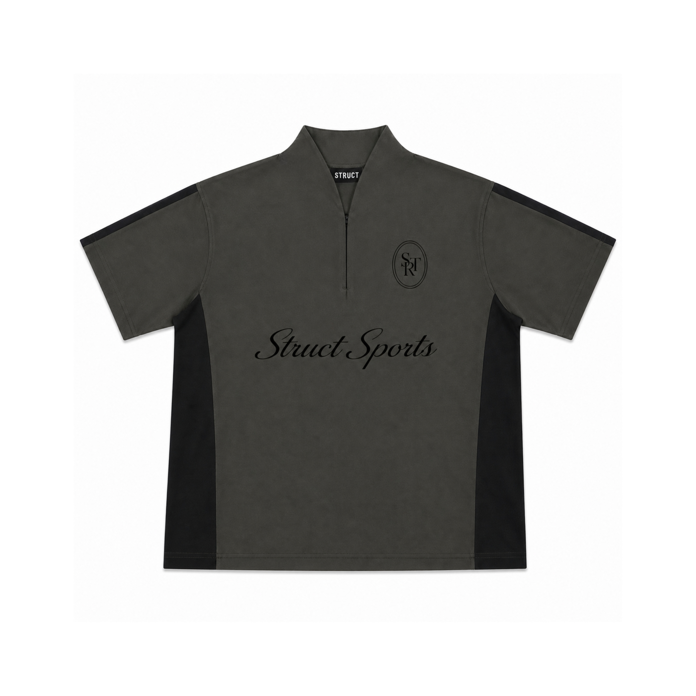 STRUCT CLUB HALF ZIP T-SHIRT - OLIVE