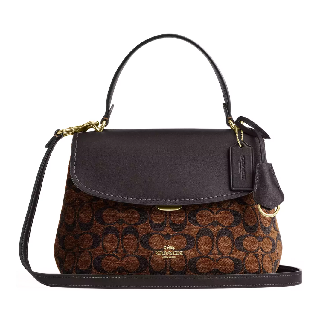 COACH Emory Top Handle Bag In Signature Chenille Gold Truffle