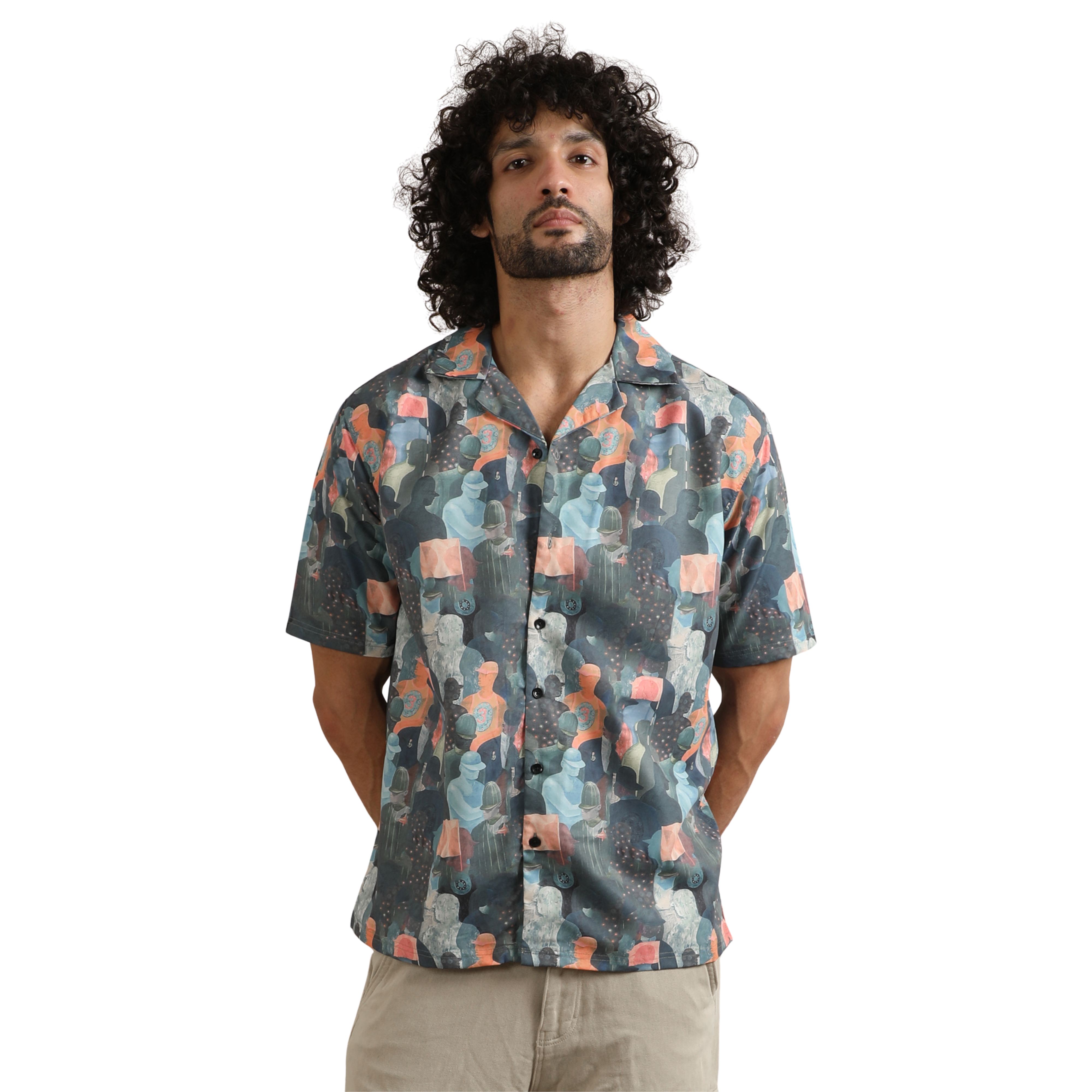 URBAN MIRAGE CUBAN COLLAR SHIRT
