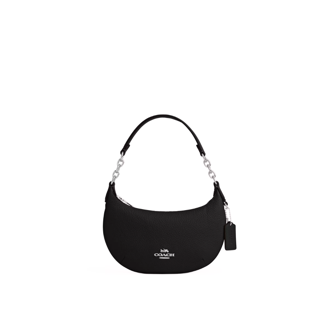 COACH Mini Payton Bag pebbled leather Silver Black
