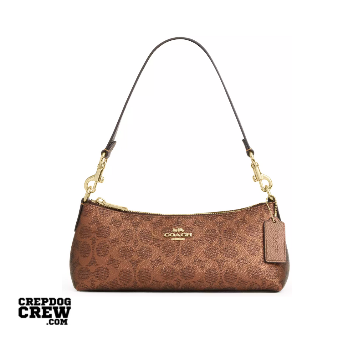 Coach Charlotte Shoulder Bag signature canvas Gold