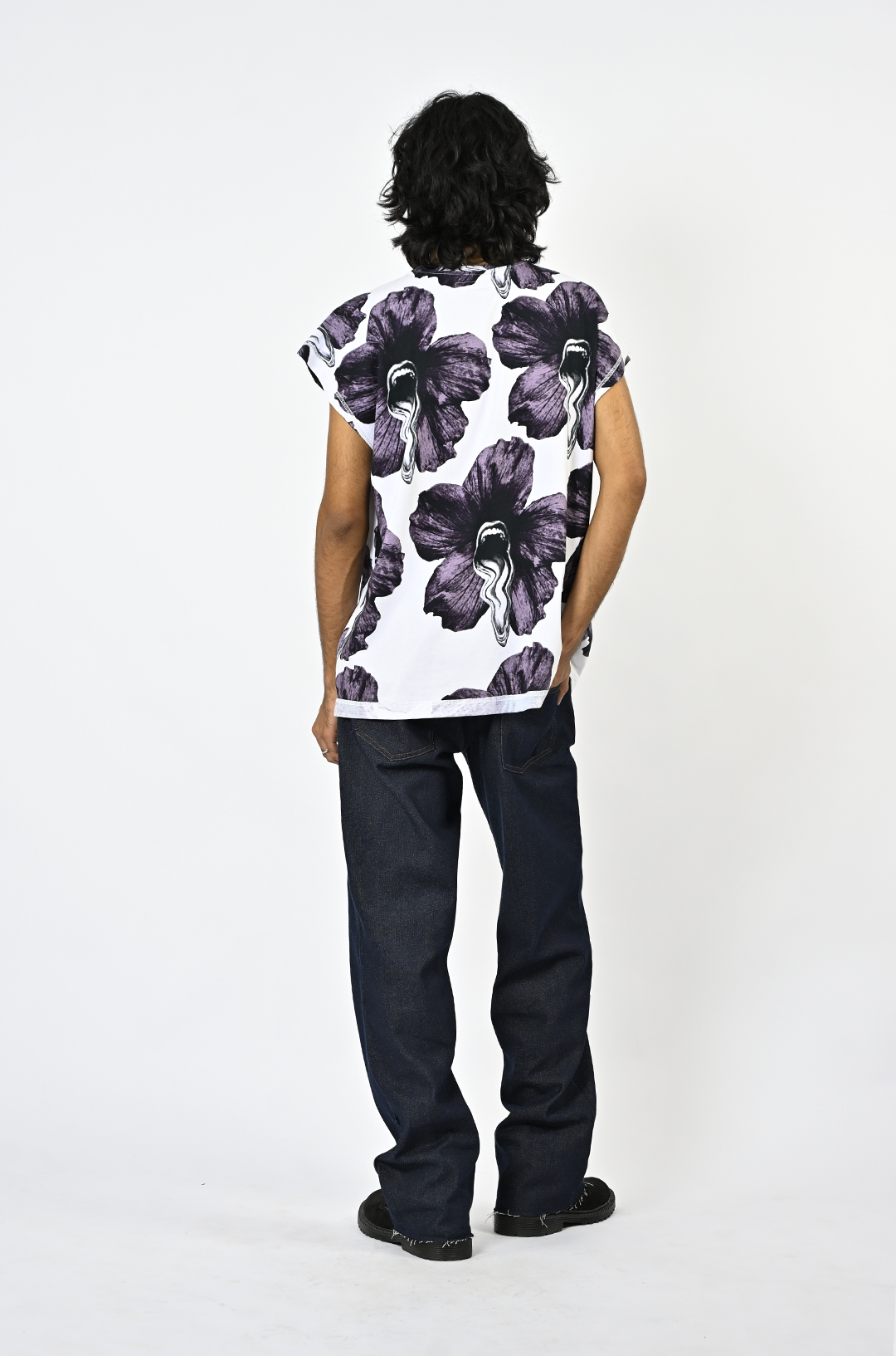 Tongue-printed cotton sleeveless top (Men's)