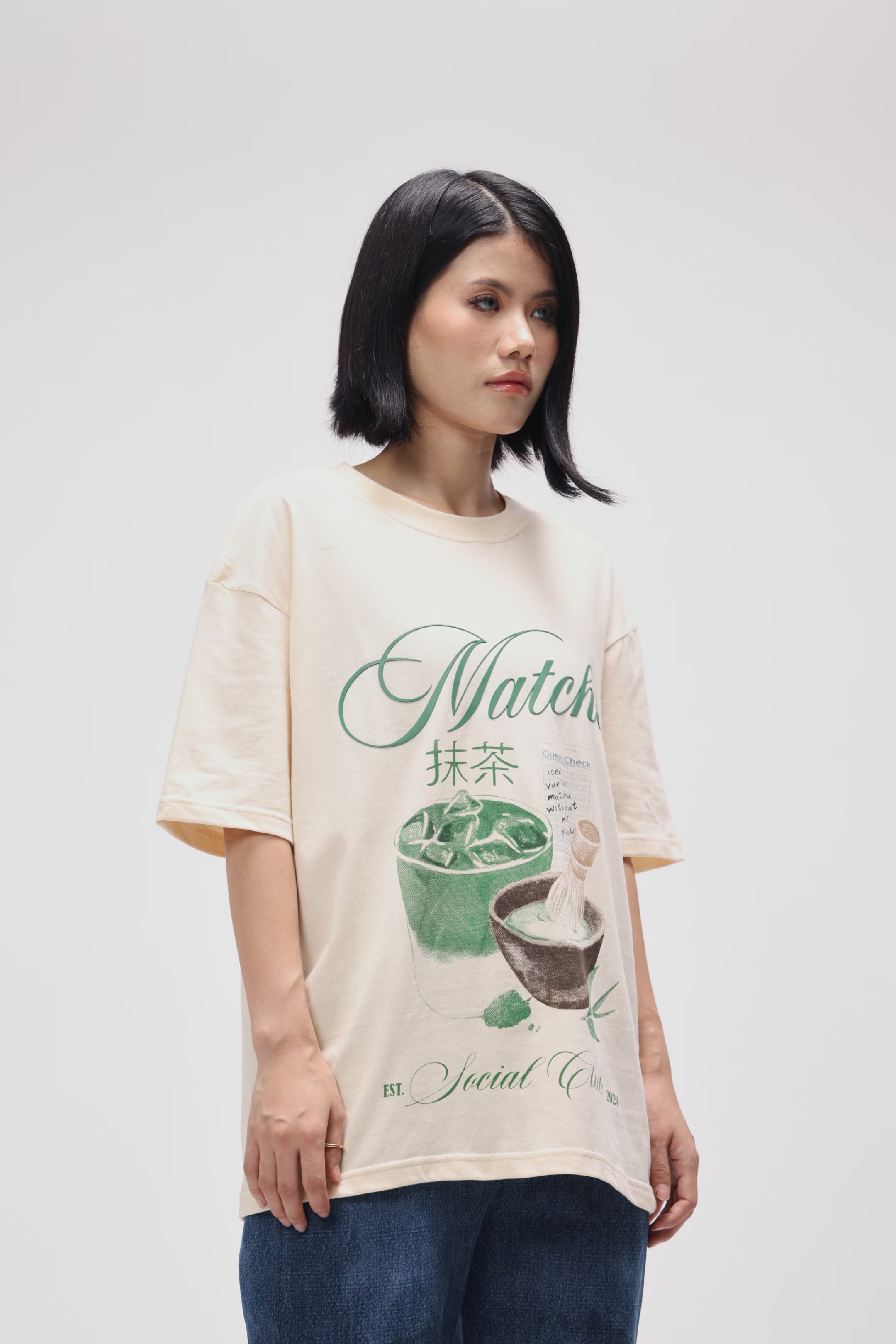 CERISE MATCHA CLUB OVERSIZED T SHIRT