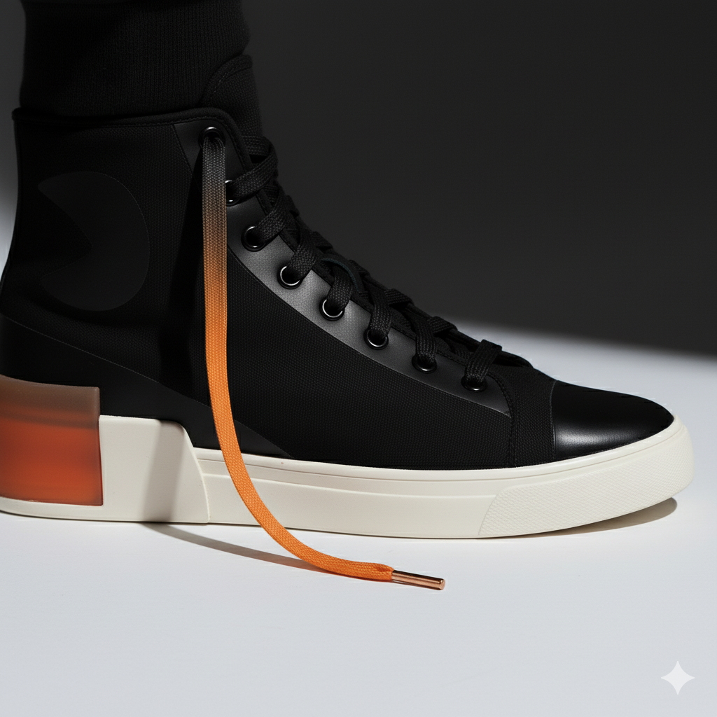 Firestarter Ombre Fade Gradient Shoelaces | Black-Orange | Premium Gradient Flat Sneaker Laces by KNOTTY