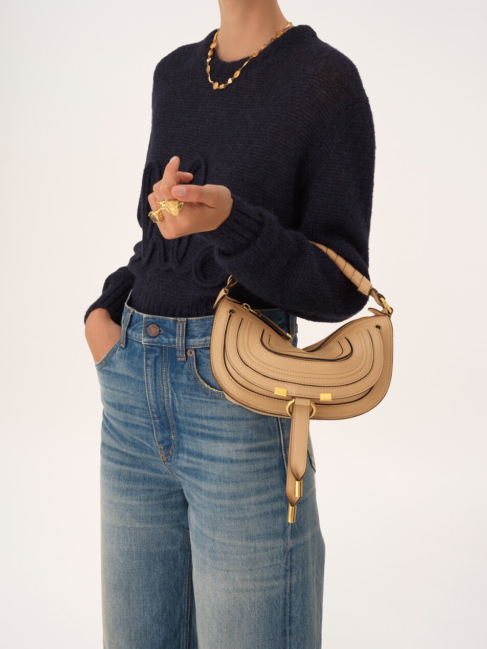 CHLOE Mini Marcie shoulder bag in soft leather Bleached Brown