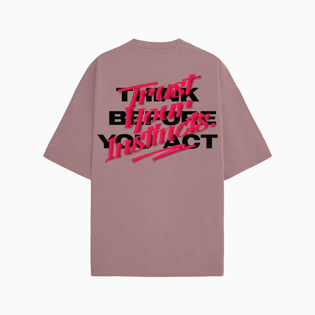 Think Later Oversized T-Shirt - (Pale Pink)