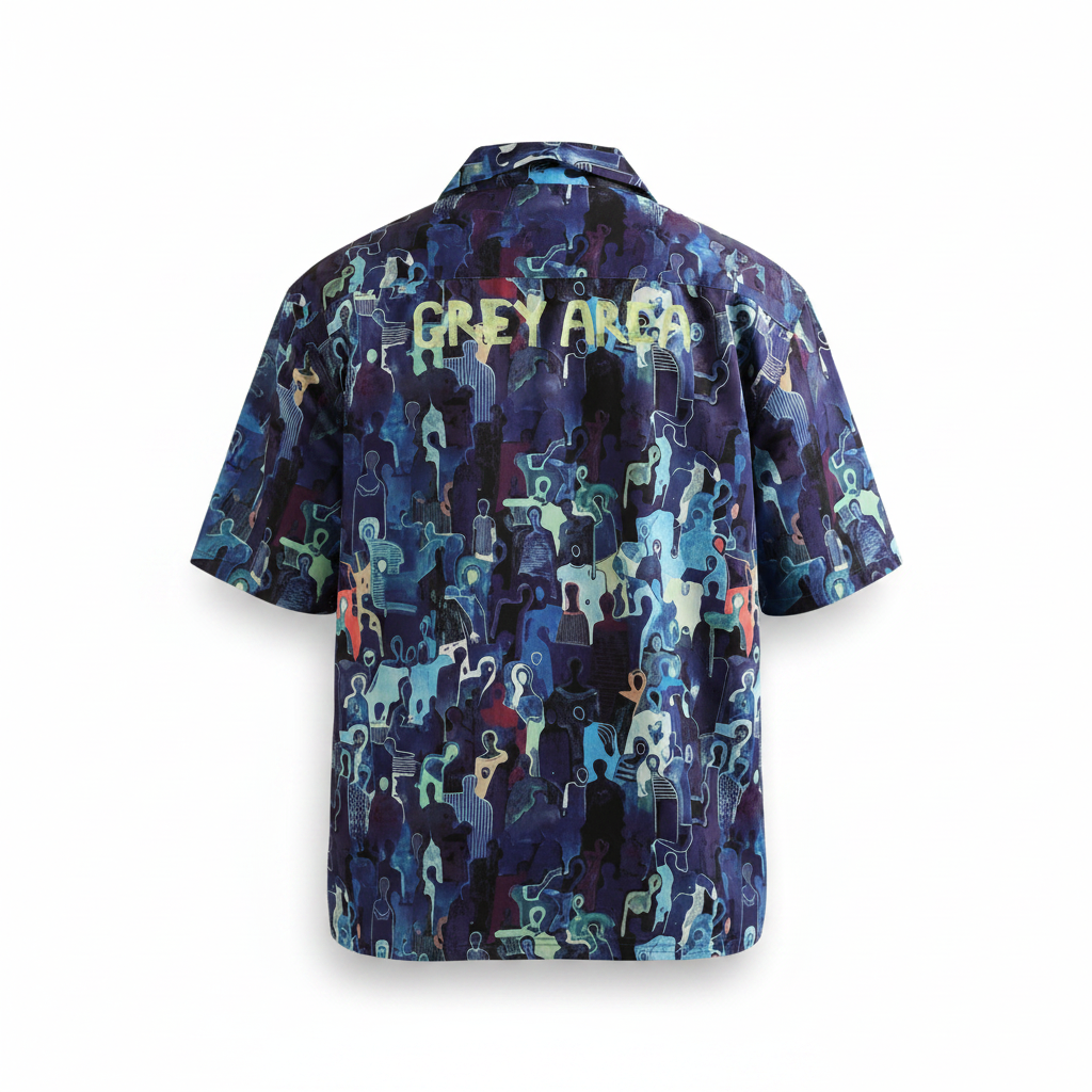 BLUE SPECTRUM CUBAN COLLAR SHIRT