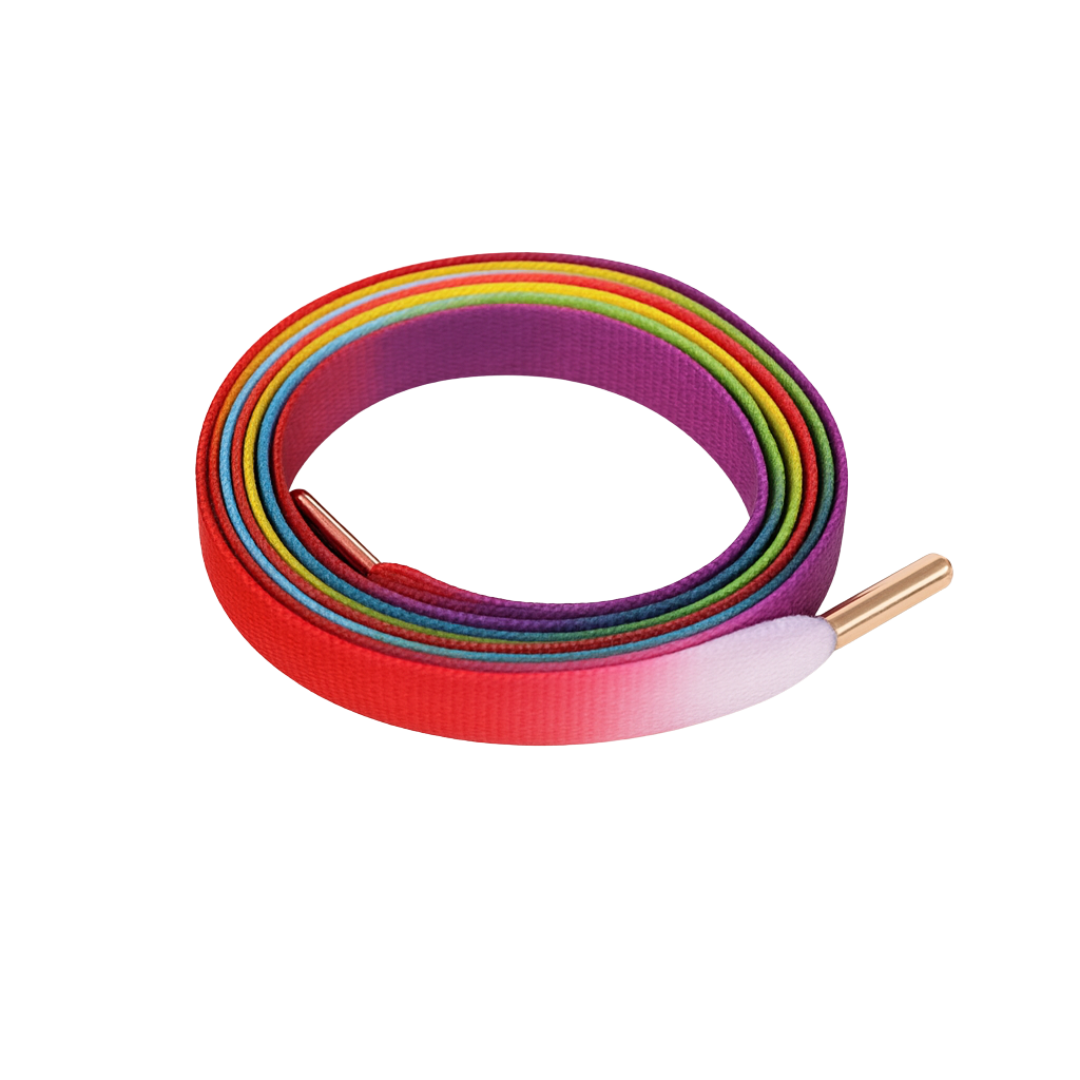 KNOTTY Retro Rainbow stripe gradient flat shoelaces red orange yellow green blue purple India