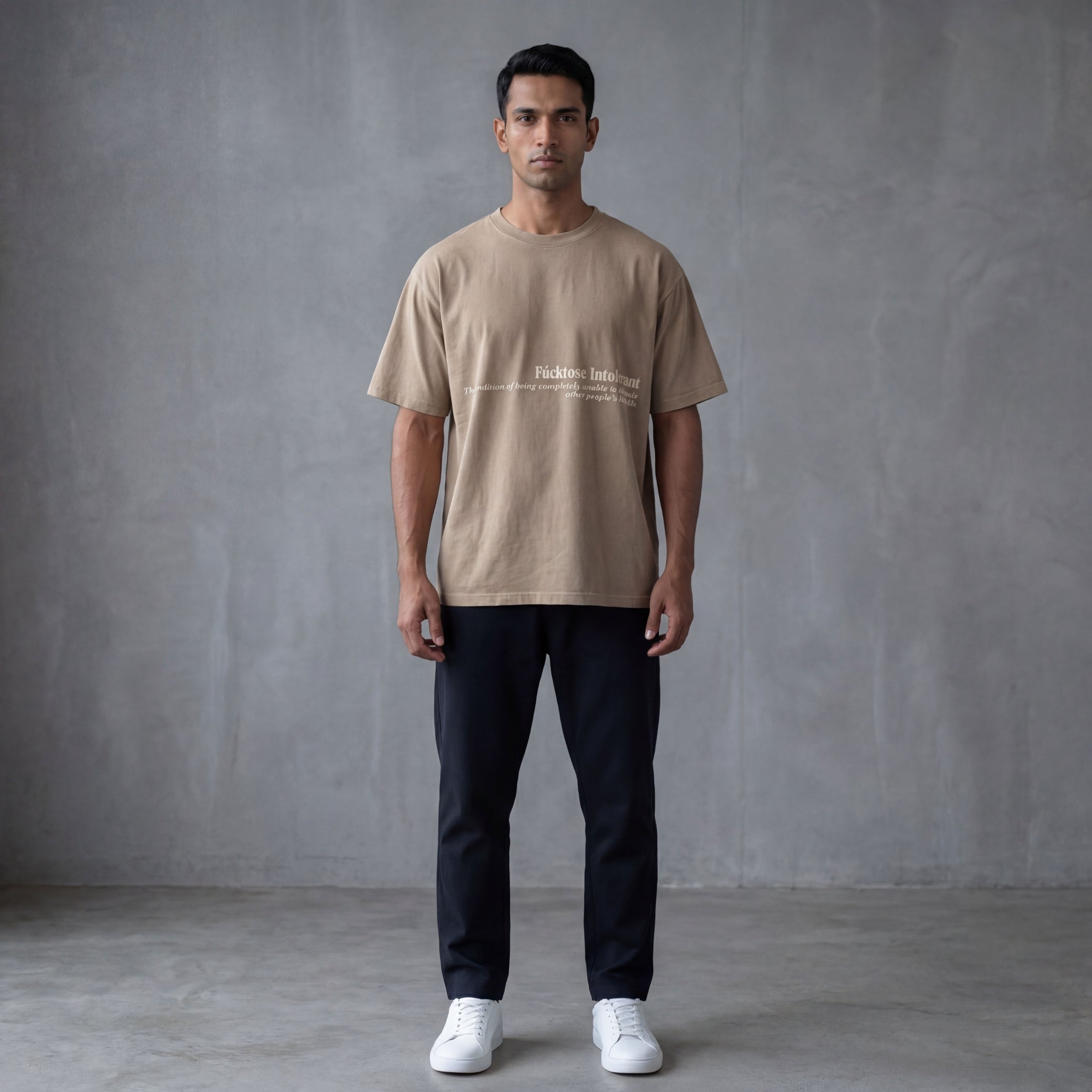 FUCKTOSE INTOLERANT T-SHIRT - STONE