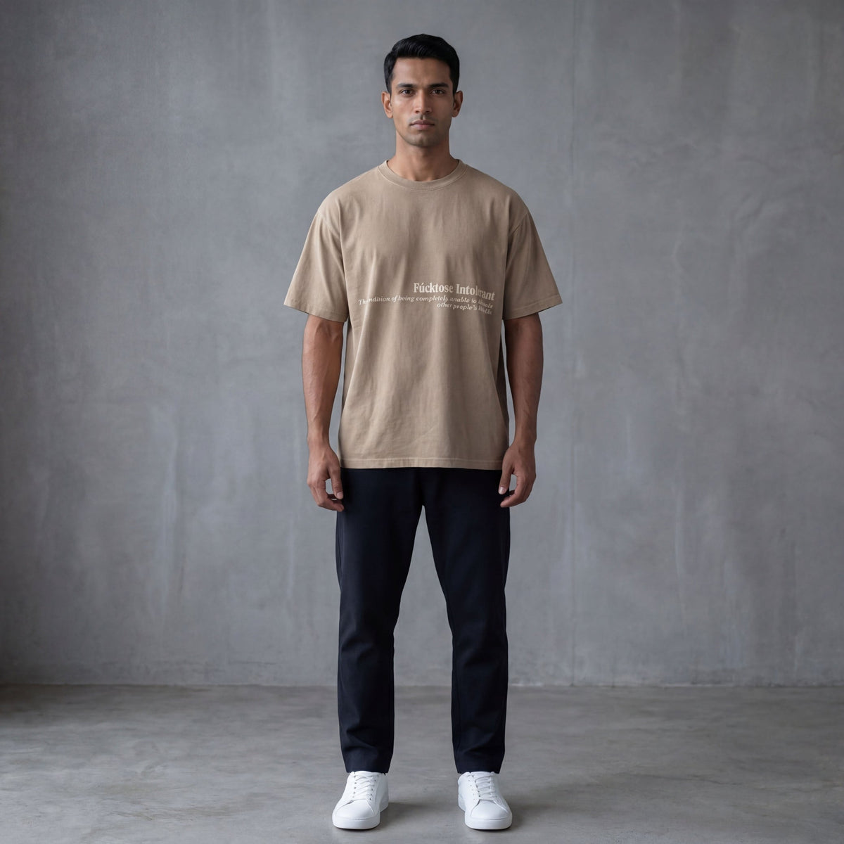 FUCKTOSE INTOLERANT T-SHIRT - STONE