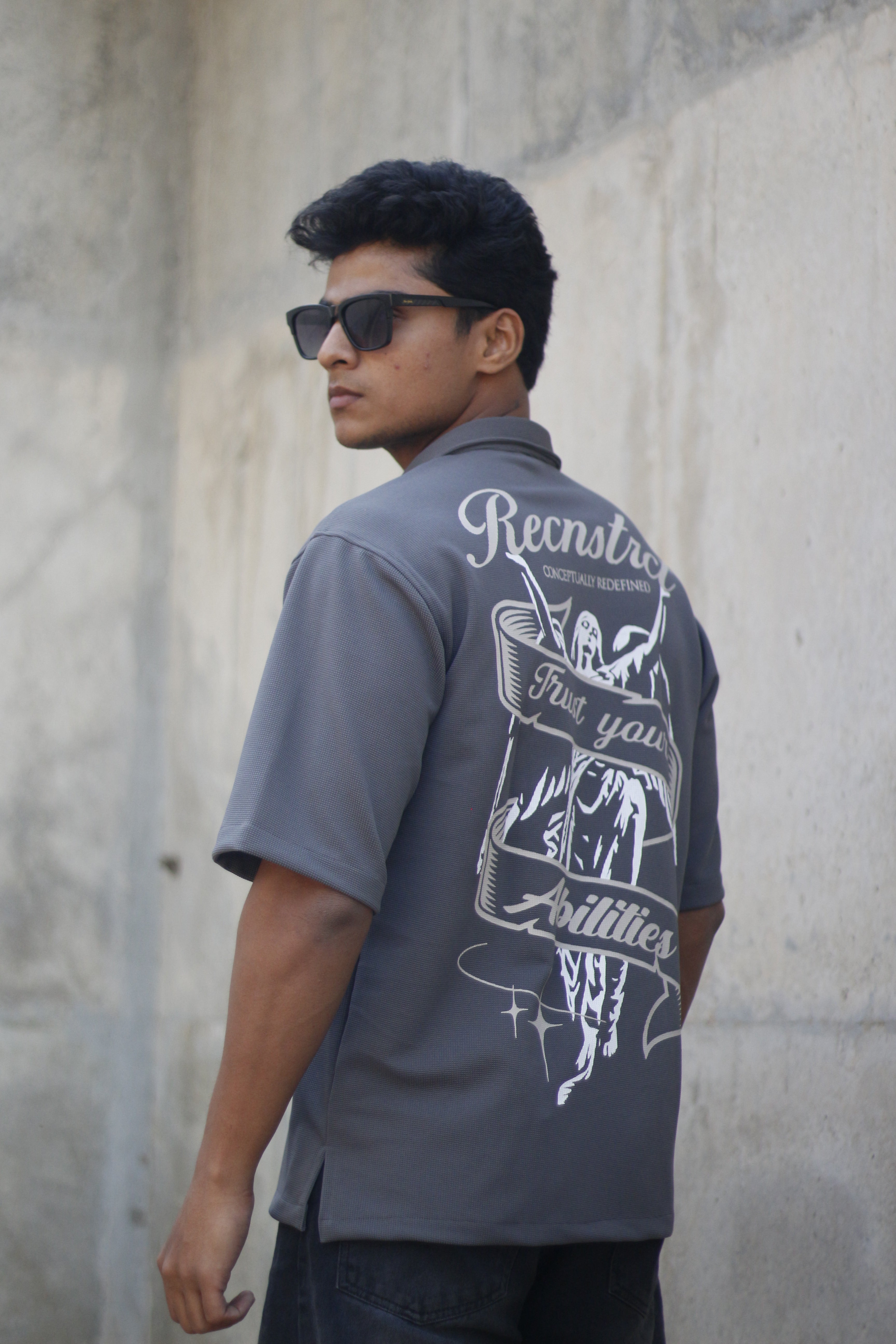 Waffle-Knit Textured shirt - Grey