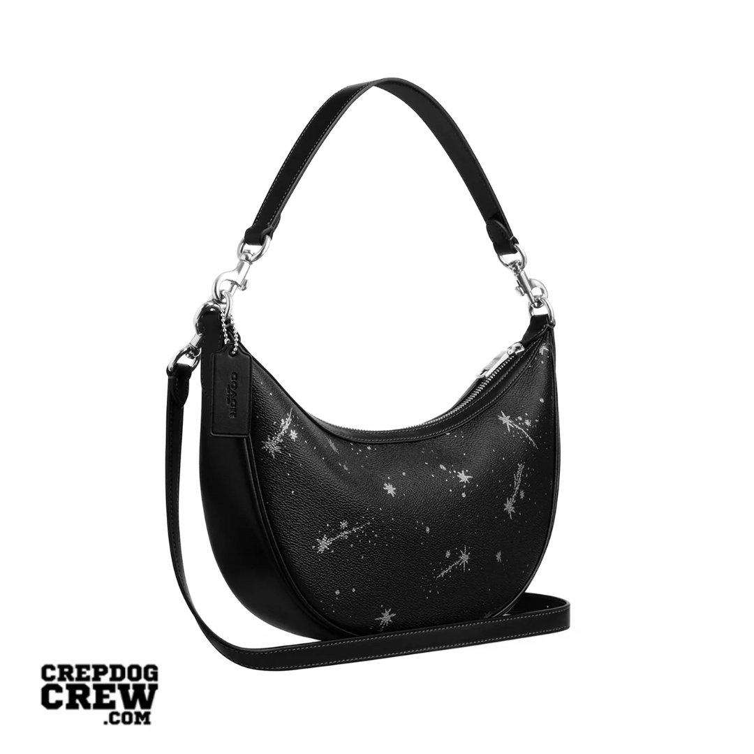 COACH Aria Shoulder Bag With Star Print novelty leather Silver Black Multi