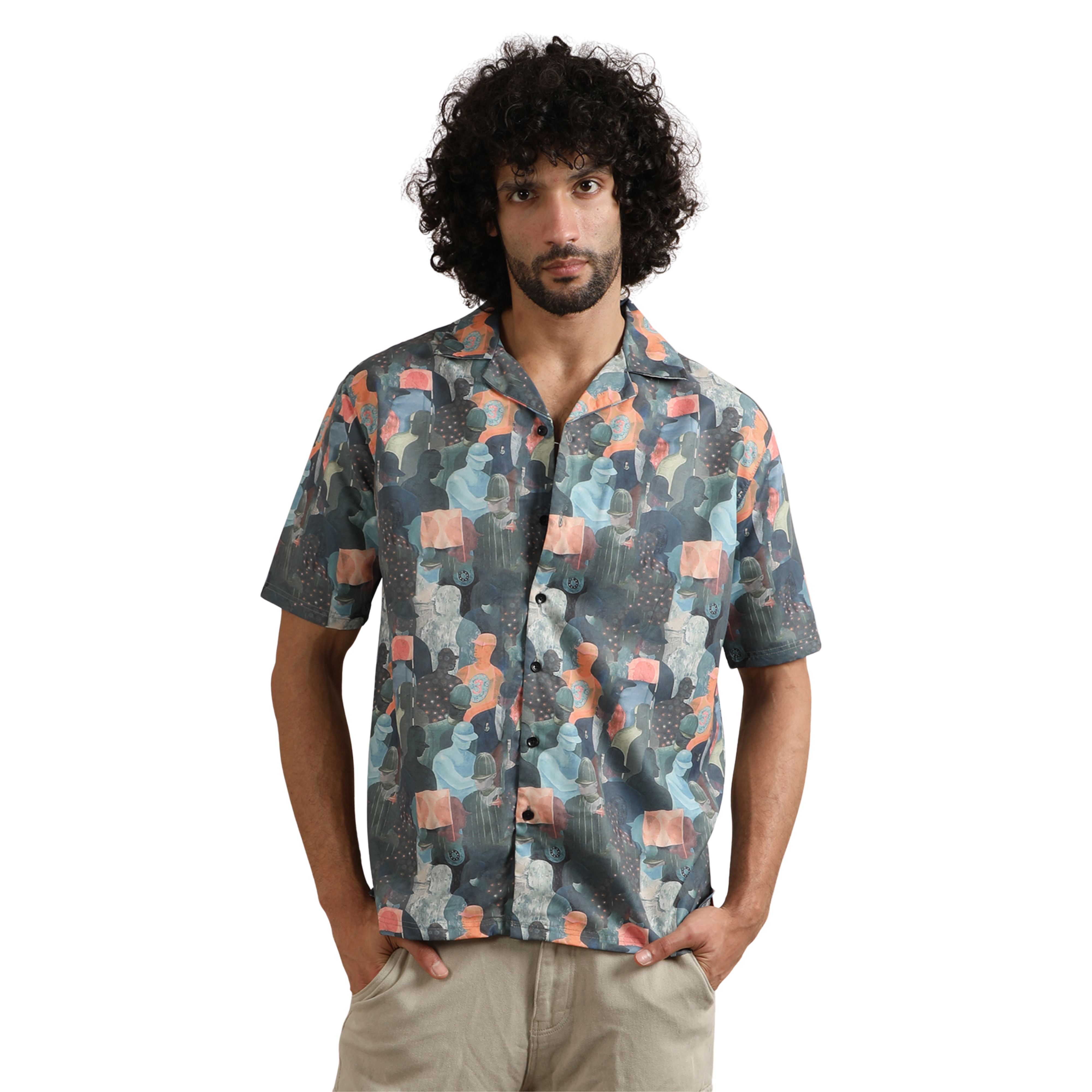 URBAN MIRAGE CUBAN COLLAR SHIRT