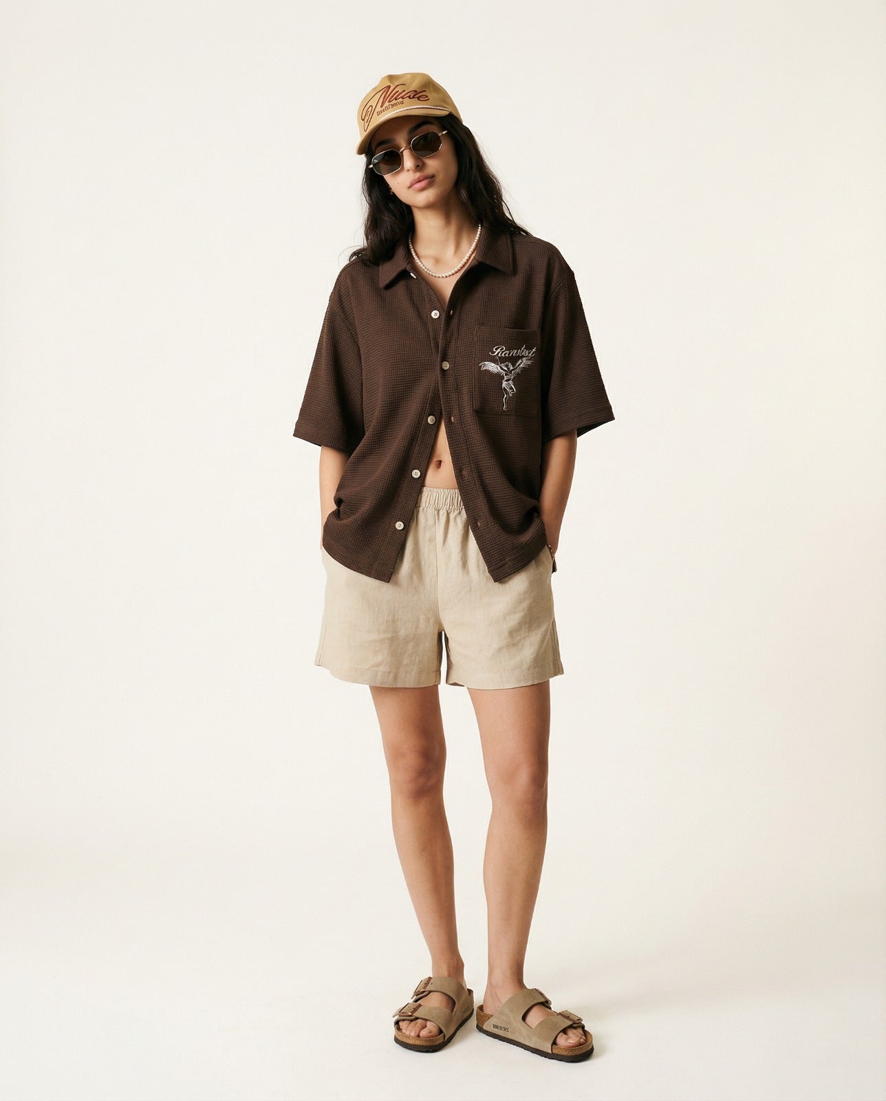 Waffle-Knit Textured shirt - Brown