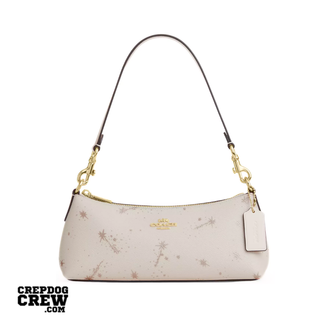Coach Charlotte Shoulder Bag With Star Print novelty leather Gold Chalk Multi