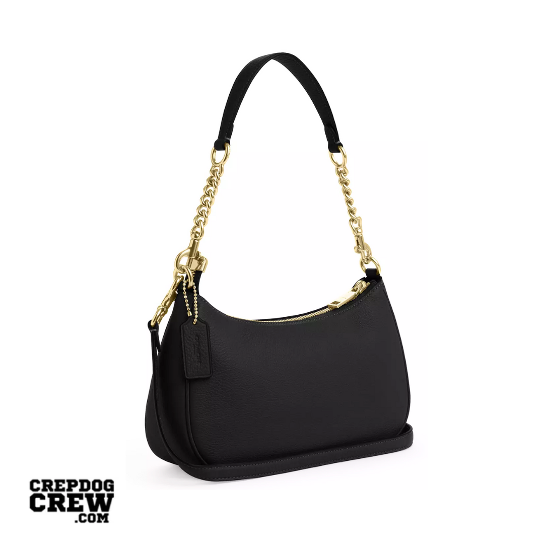COACH Teri Shoulder Bag pebbled leather Gold Black