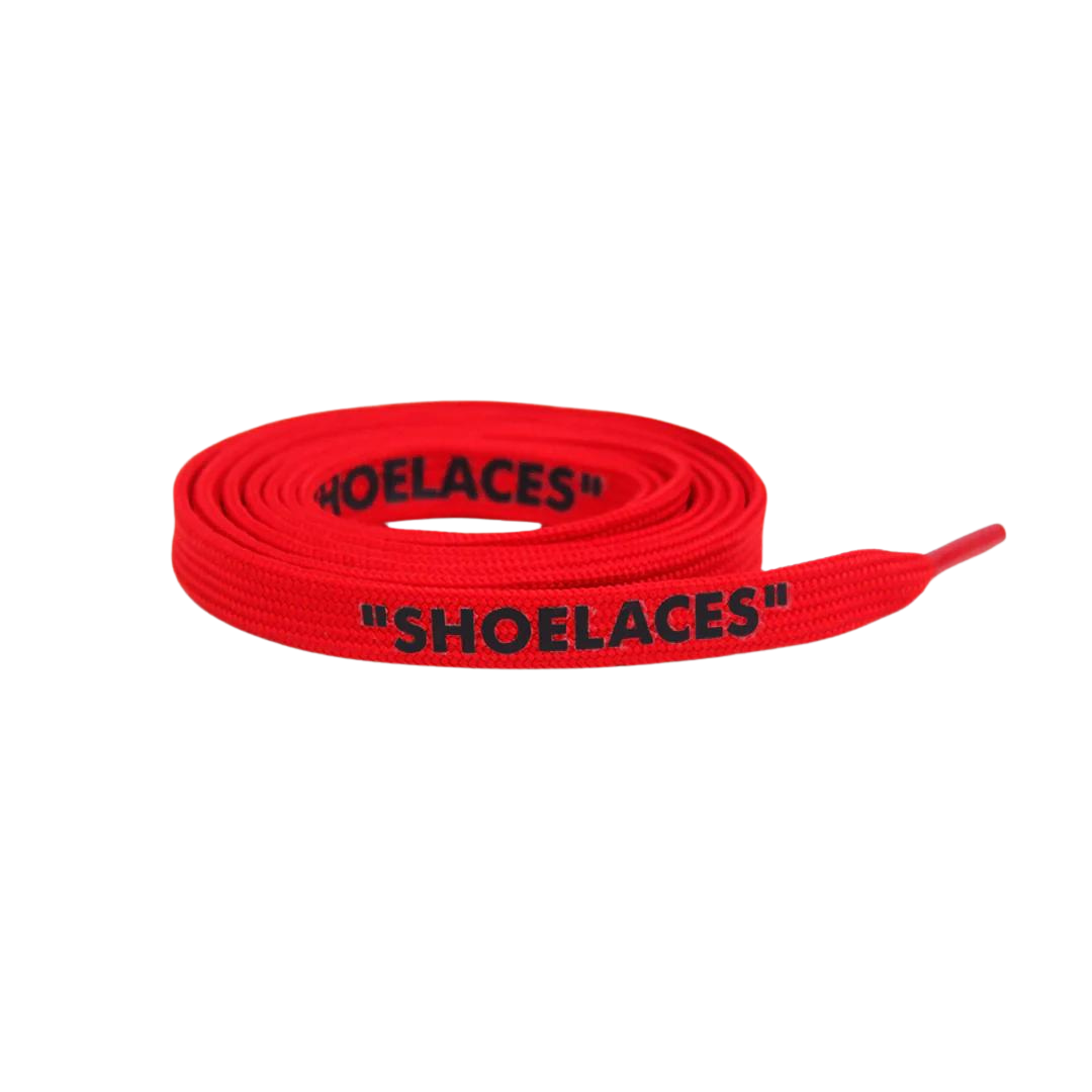 Red Off-White Style “SHOELACES” for Sneakers – Premium Flat Laces by KNOTTY