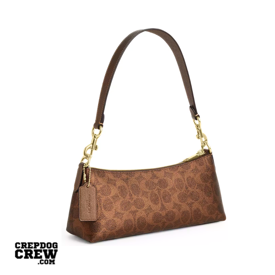 Coach Charlotte Shoulder Bag signature canvas Gold