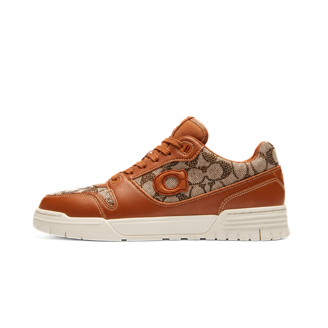 COACH Soho Sneaker With Crystal Signature Jacquard Cocoa Burnished Amber